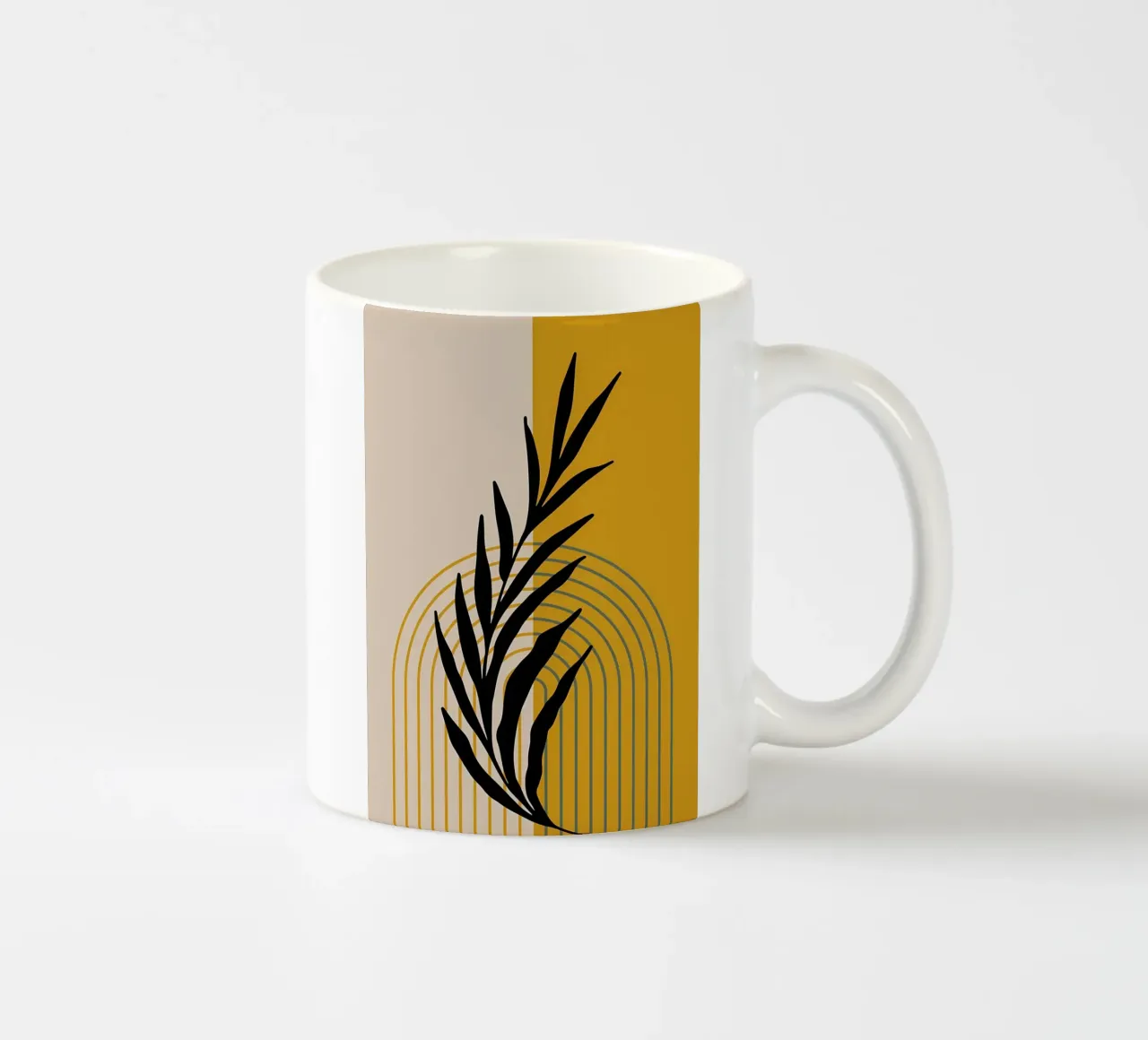 linee di foglie di piante archi curve geometria tazza in ceramica da Janine P McGuire