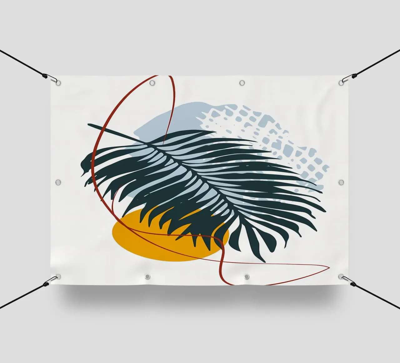 foglia di palma forme minimaliste elementi astratti palma nera telo in pvc da Janine P McGuire