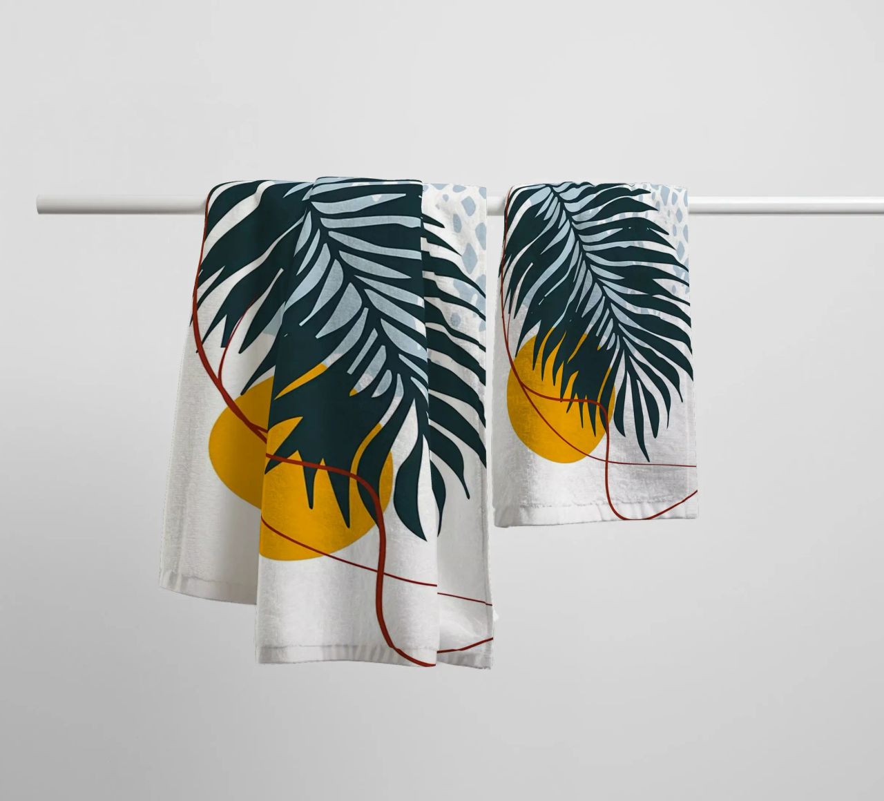 palm leaf minimalistic shapes abstract elements black palm towel by Janine P McGuire