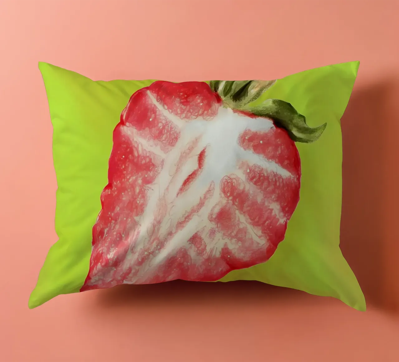 fragola frutta cibo fetta semi frutta rossa foglia cuscino da Janine P McGuire