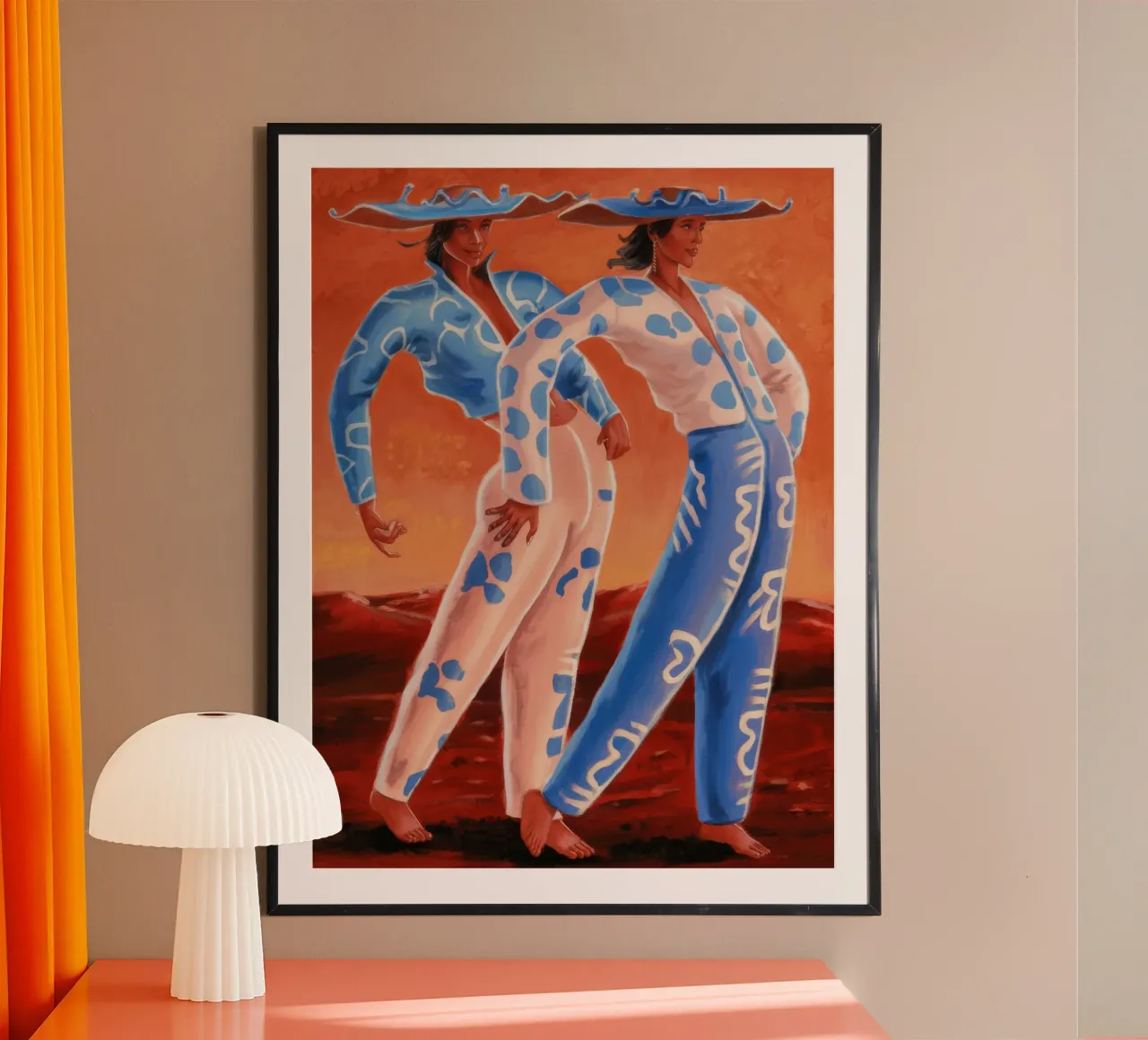 Flusso di grazia ceruleo poster con telaio in legno da Obisidian Brush