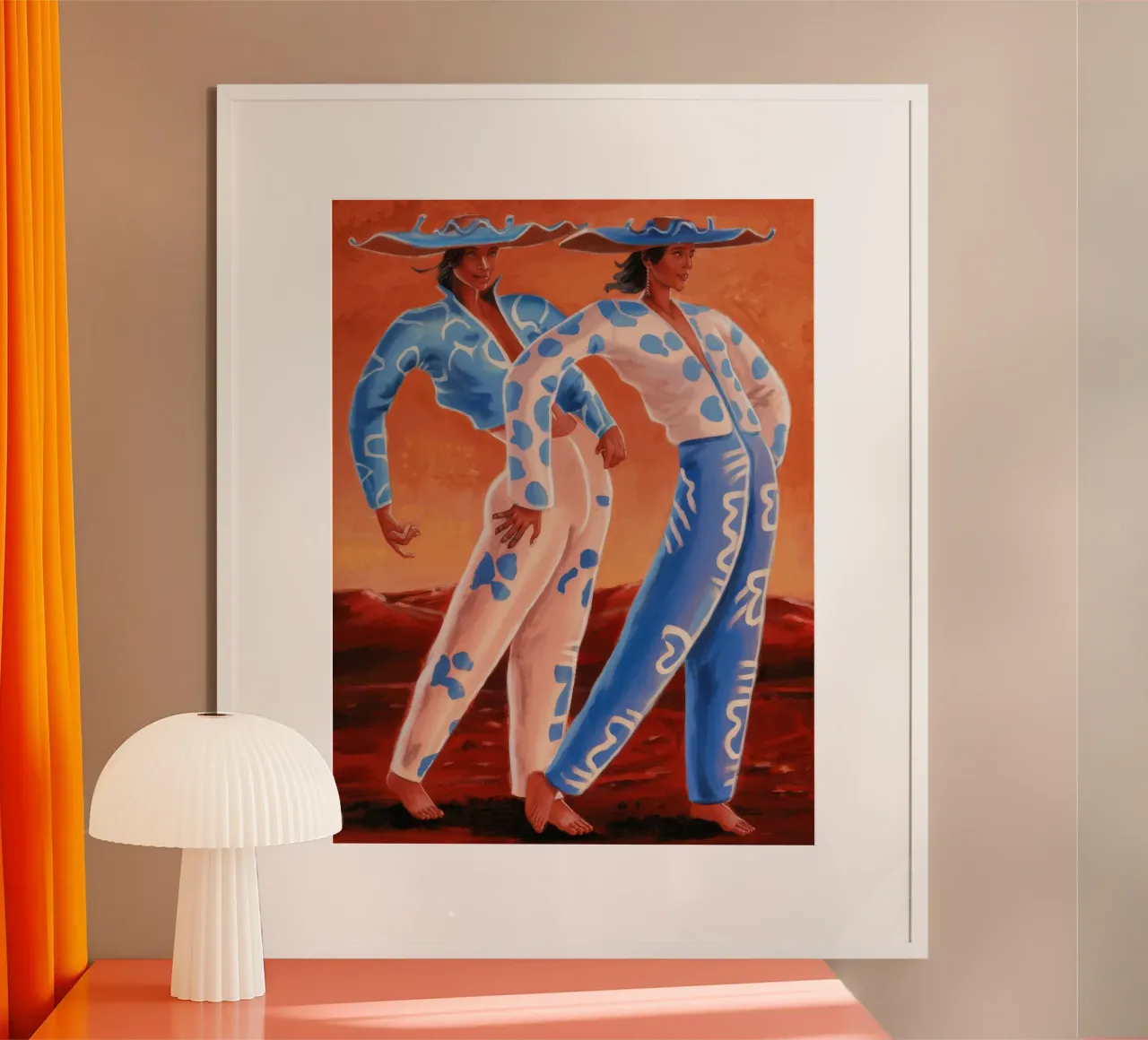 Flusso di grazia ceruleo poster con telaio in legno da Obisidian Brush