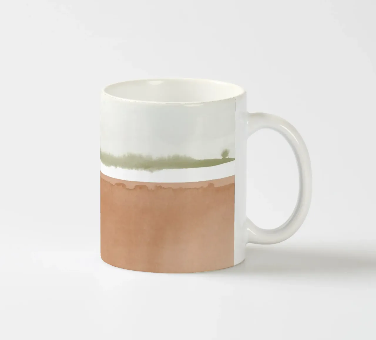 Paesaggio minimalista in terracotta e verde tazza in ceramica da NouveauPrints