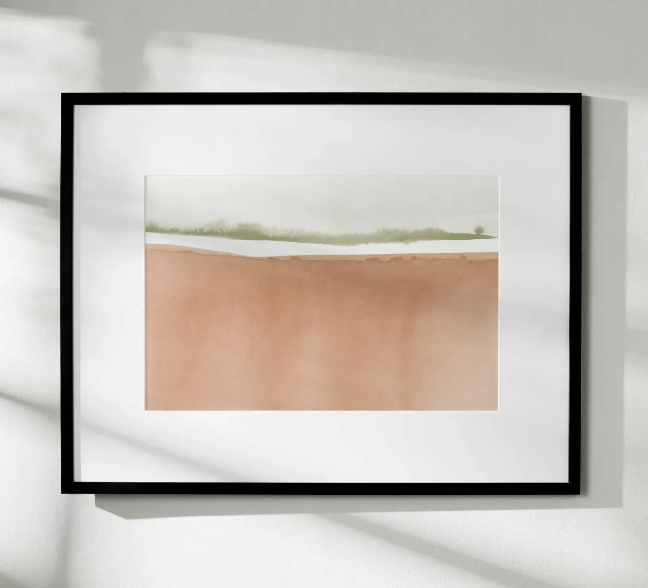 Paesaggio minimalista in terracotta e verde carta hahnemühle da NouveauPrints