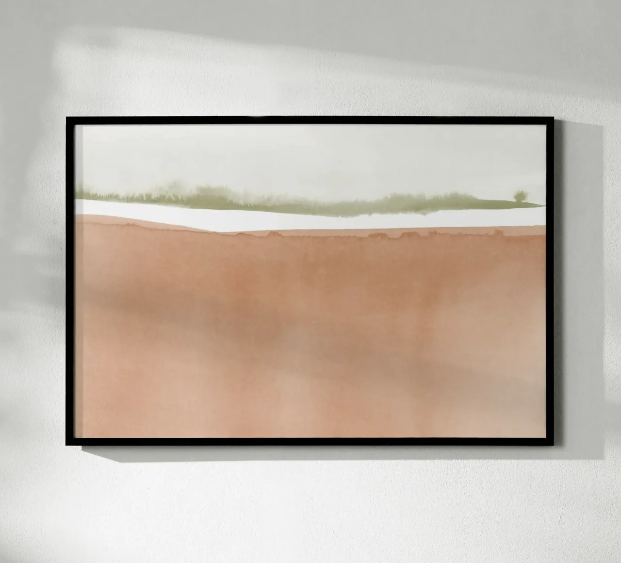 Paesaggio minimalista in terracotta e verde carta hahnemühle da NouveauPrints