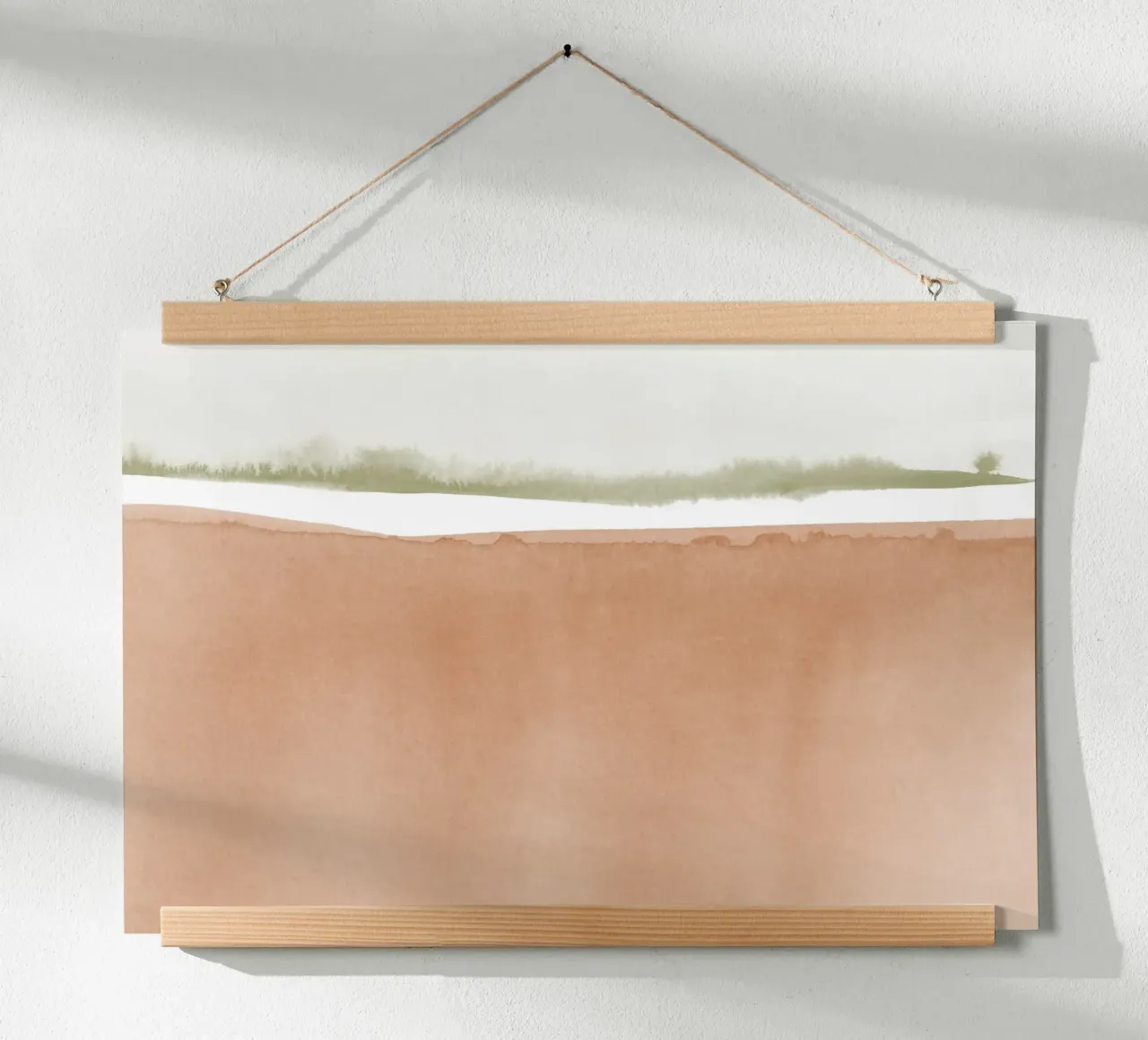 Paesaggio minimalista in terracotta e verde carta hahnemühle da NouveauPrints
