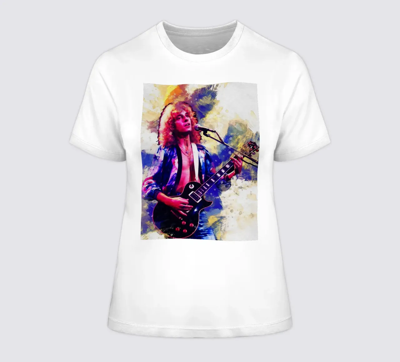 Smudge of Portrait Peter Frampton women's fitted t-shirt by Gunawan Rb