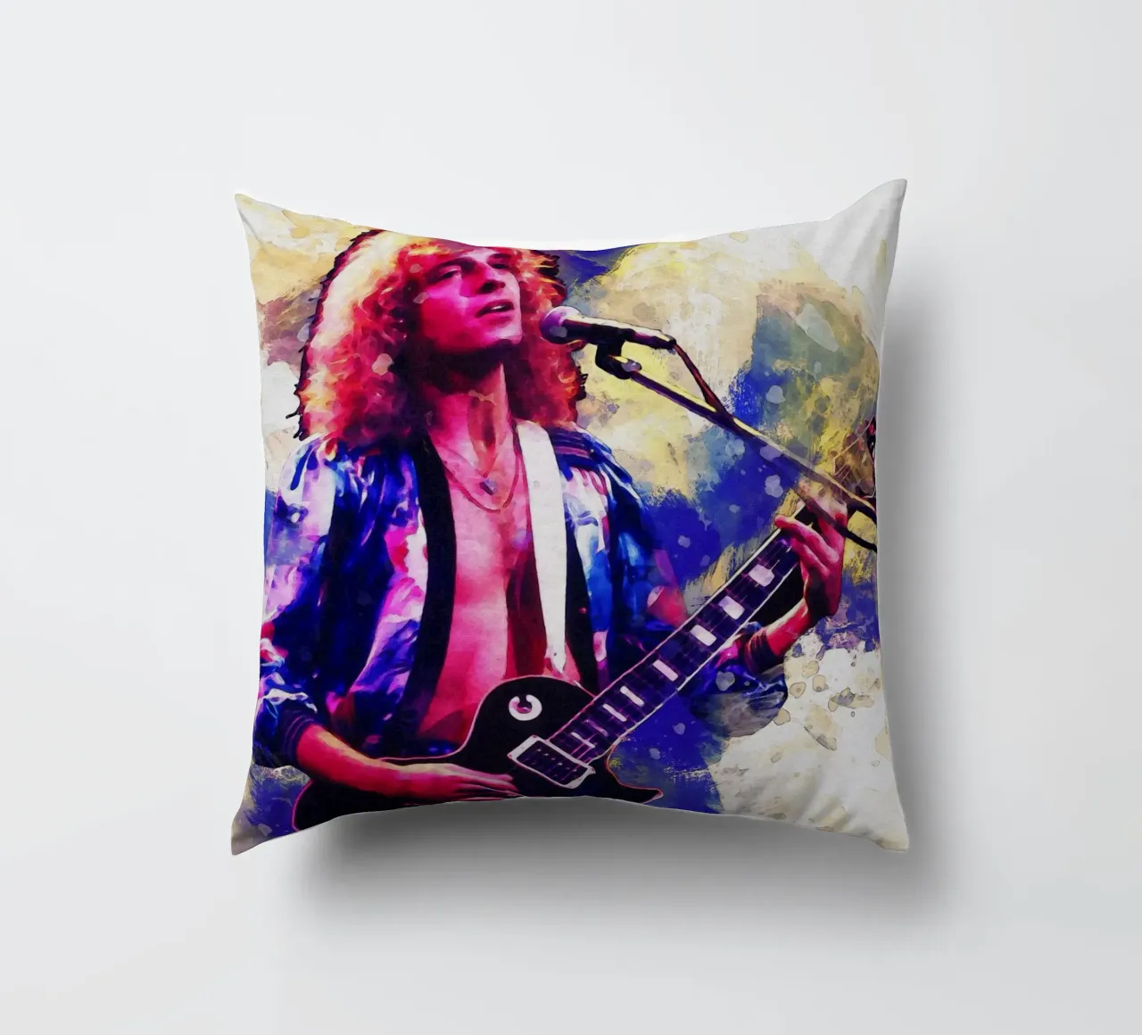 Macchia di ritratto Peter Frampton cuscino da Gunawan Rb