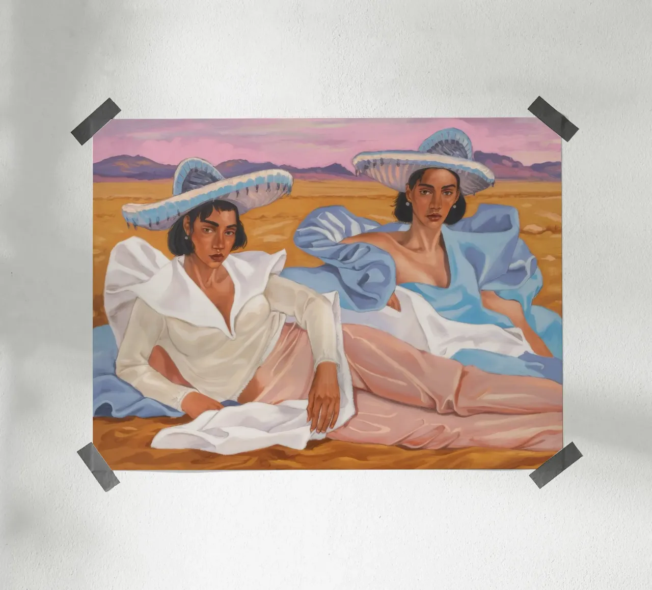 Blick der Wüstenschwester Poster mit Aluminium Rahmen von Obisidian Brush