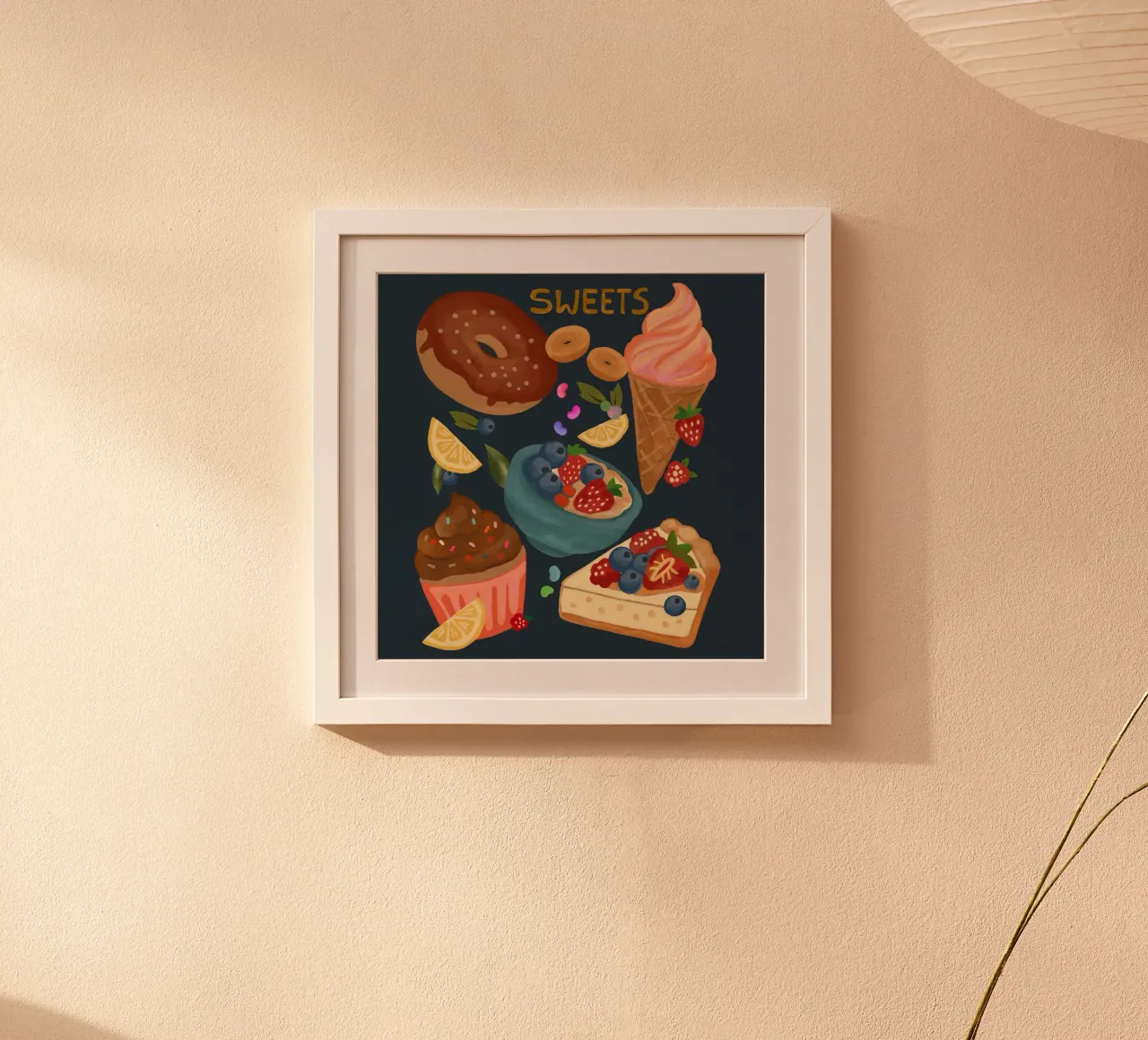 Desserts strawberry cheesecake lemon icecream poster con telaio in alluminio da mysteriouscoco