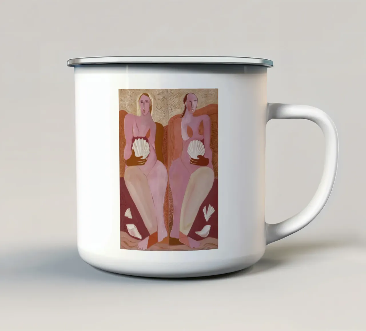 Sorelle Conchiglia Ancora tazza in smalto da Obisidian Brush