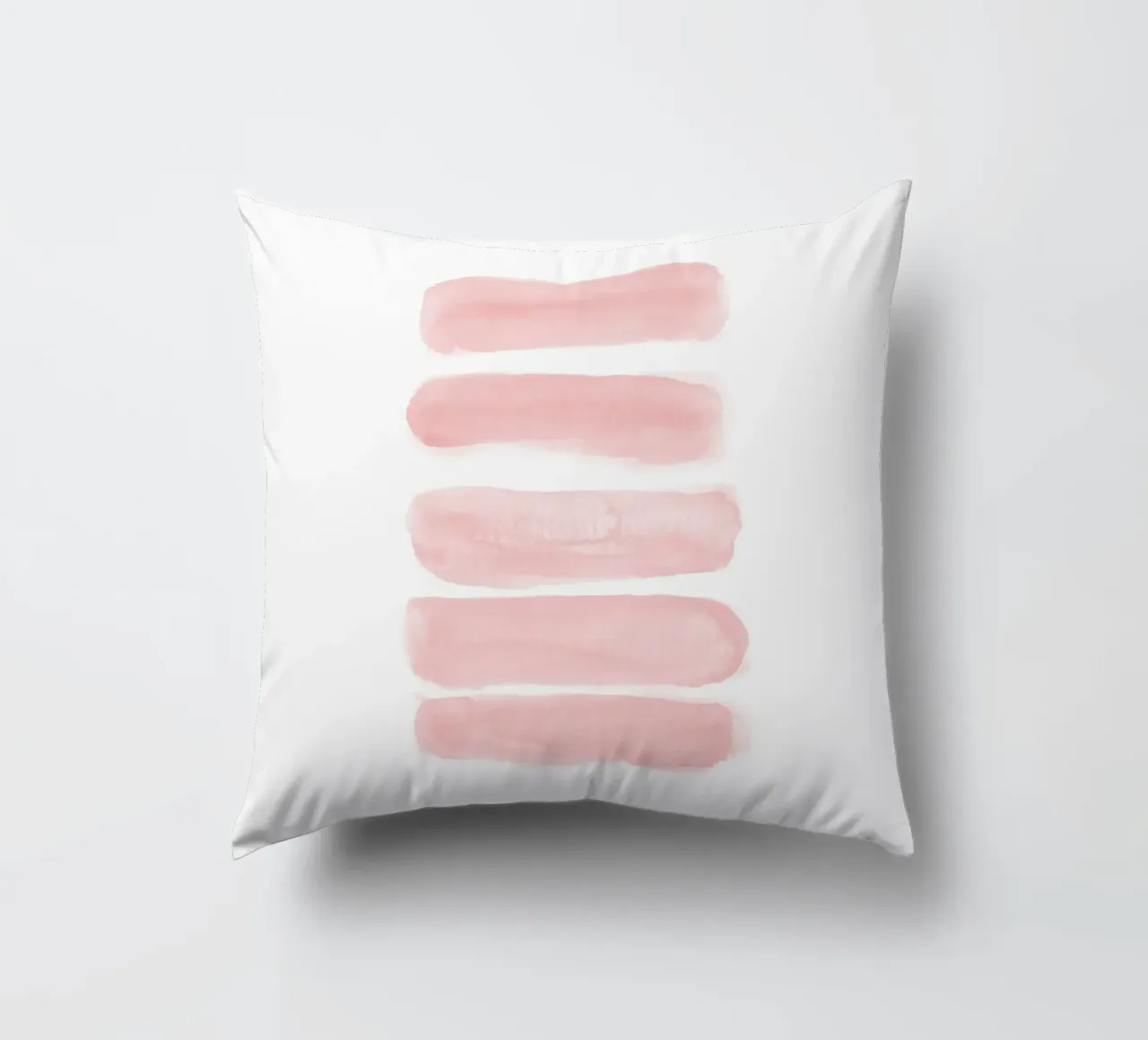 Strisce acquerellate rosa tenue cuscino da NouveauPrints