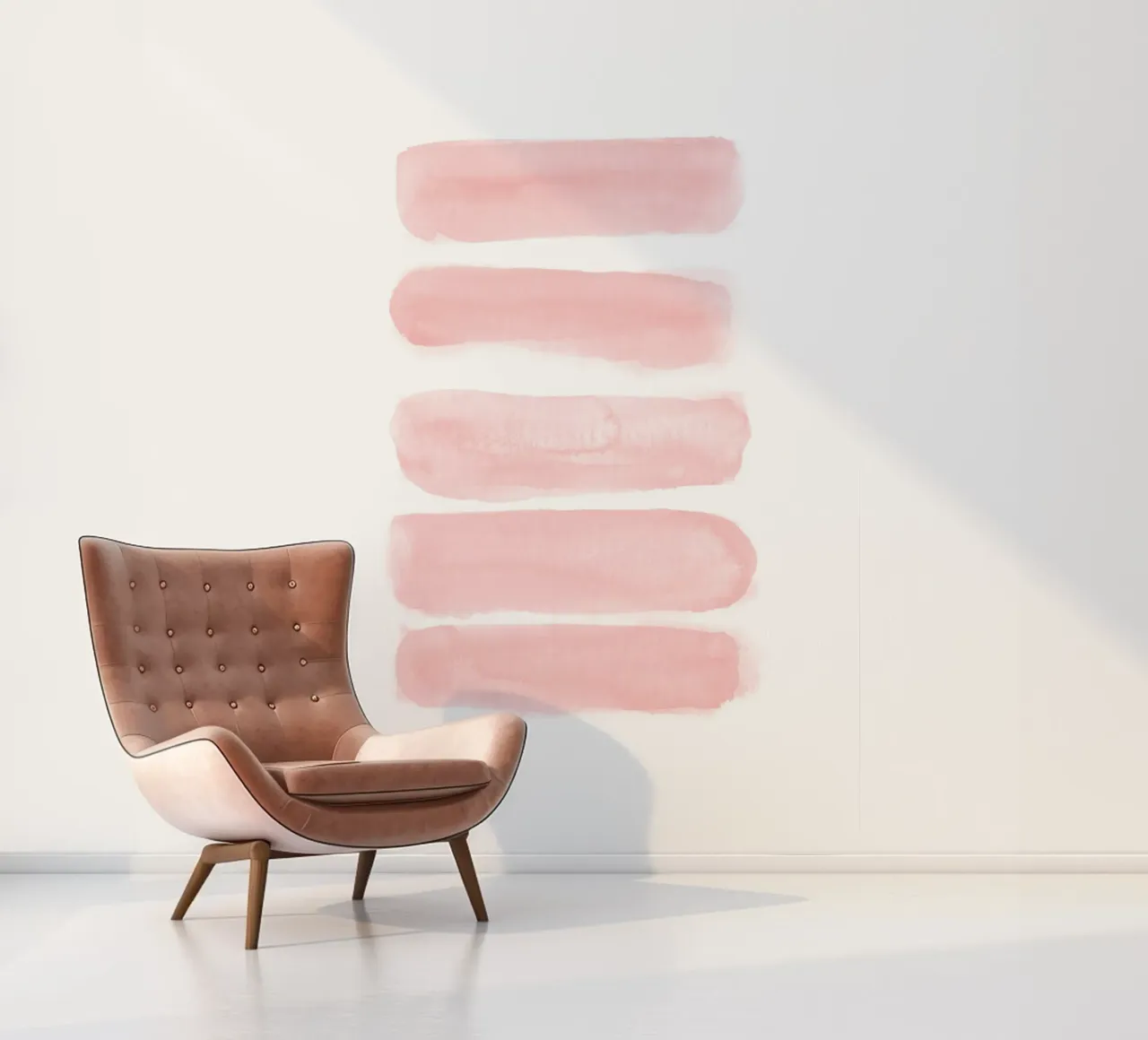 Soft pink watercolor stripes photo wallpaper by NouveauPrints