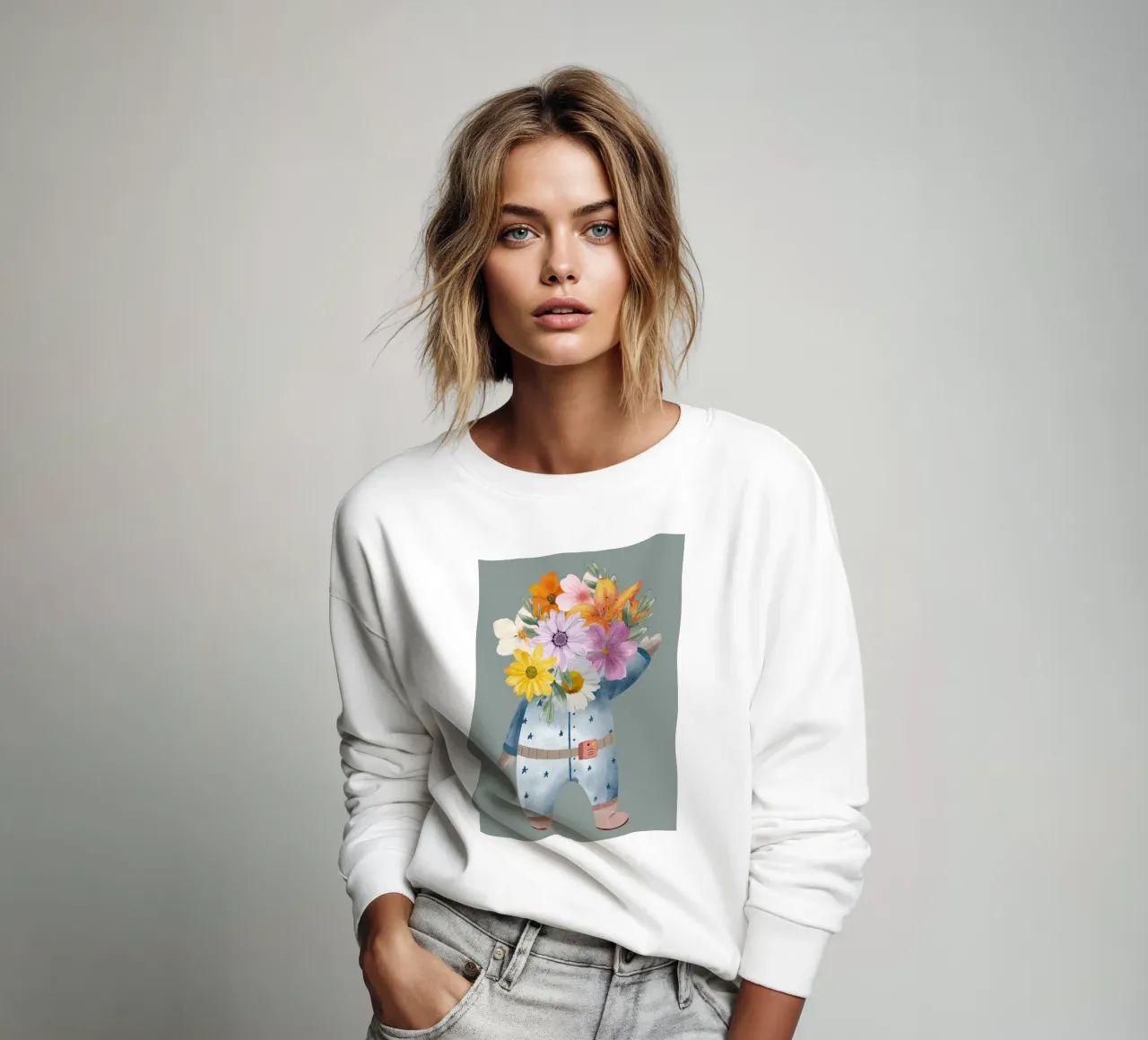 Flowers and astronaut sweatshirt by LisaArtes