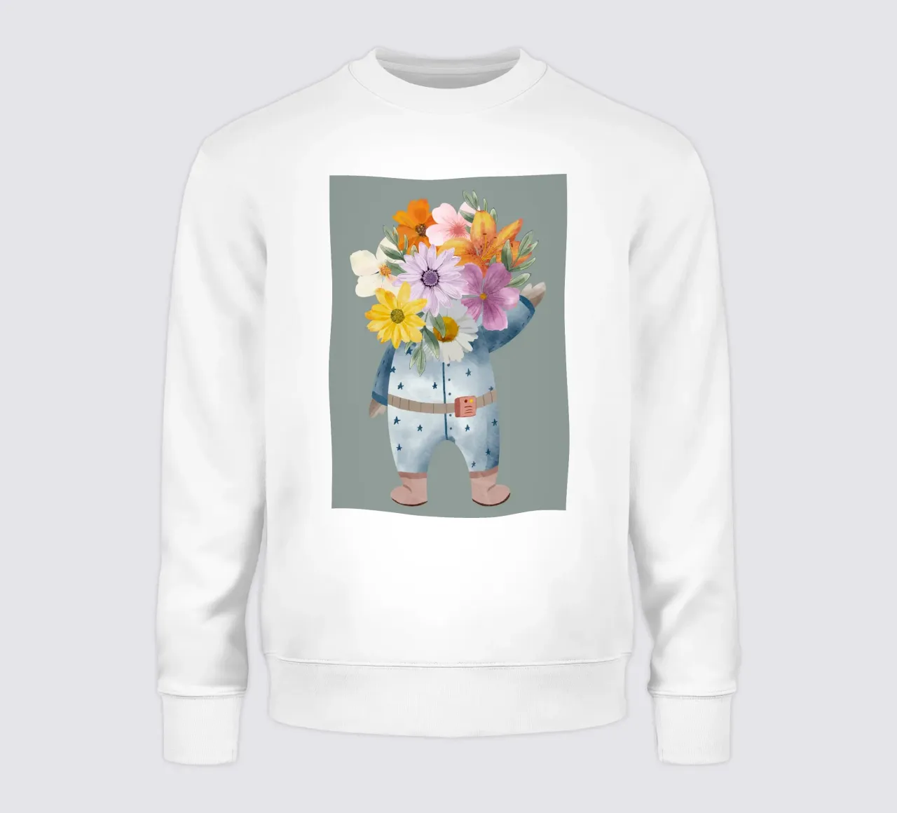 Flowers and astronaut sweatshirt by LisaArtes