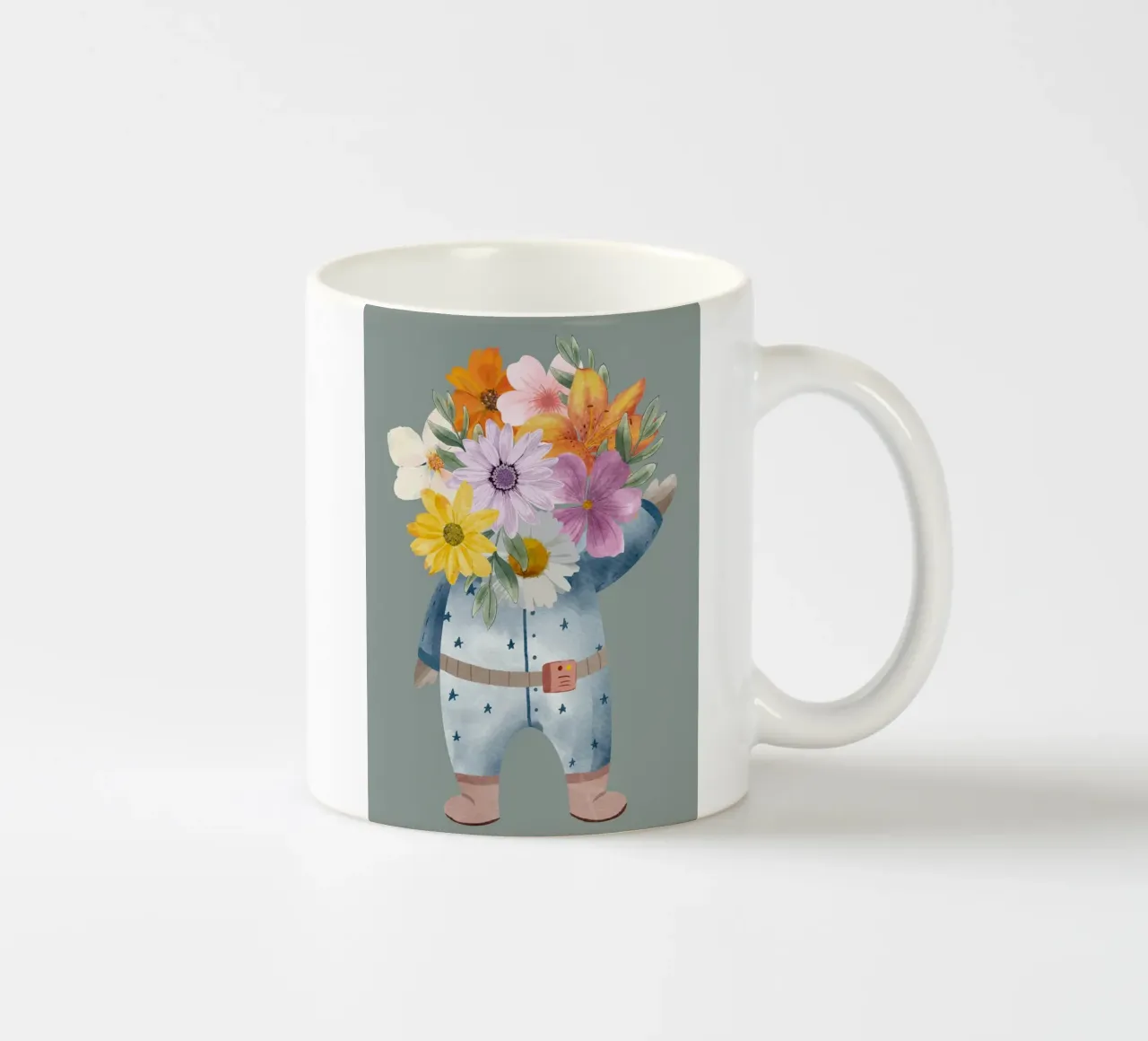 Flowers and astronaut tazza in ceramica da LisaArtes