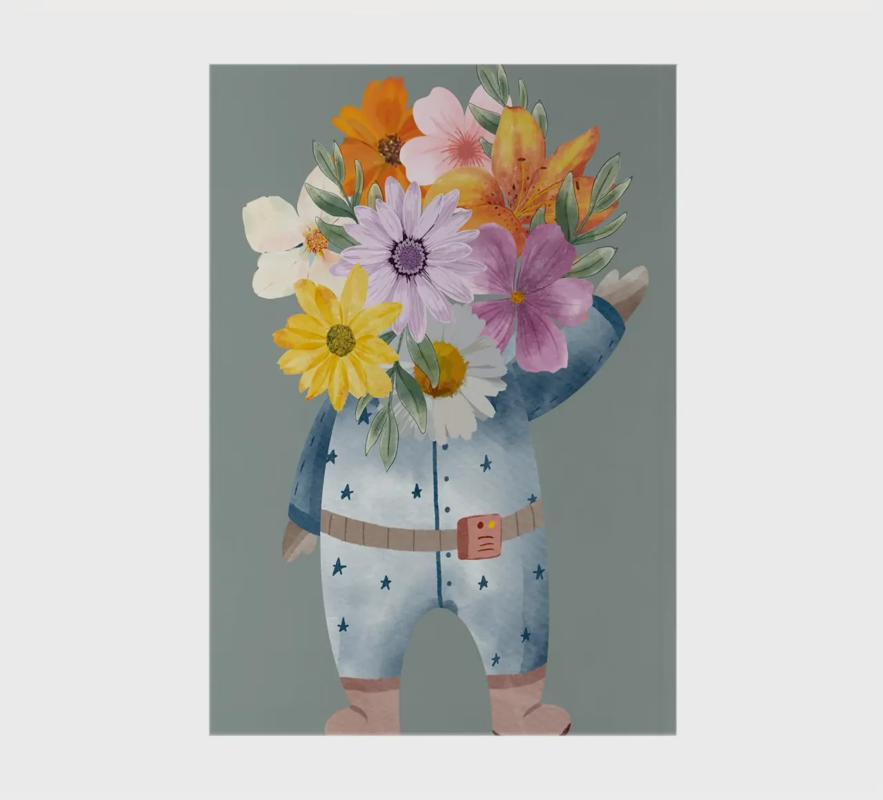 Flowers and astronaut notebook by LisaArtes