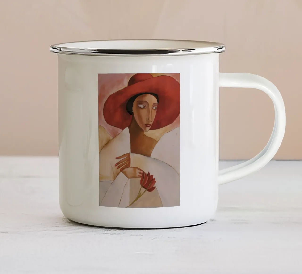 Sussurro rosso tazza in smalto da Obisidian Brush