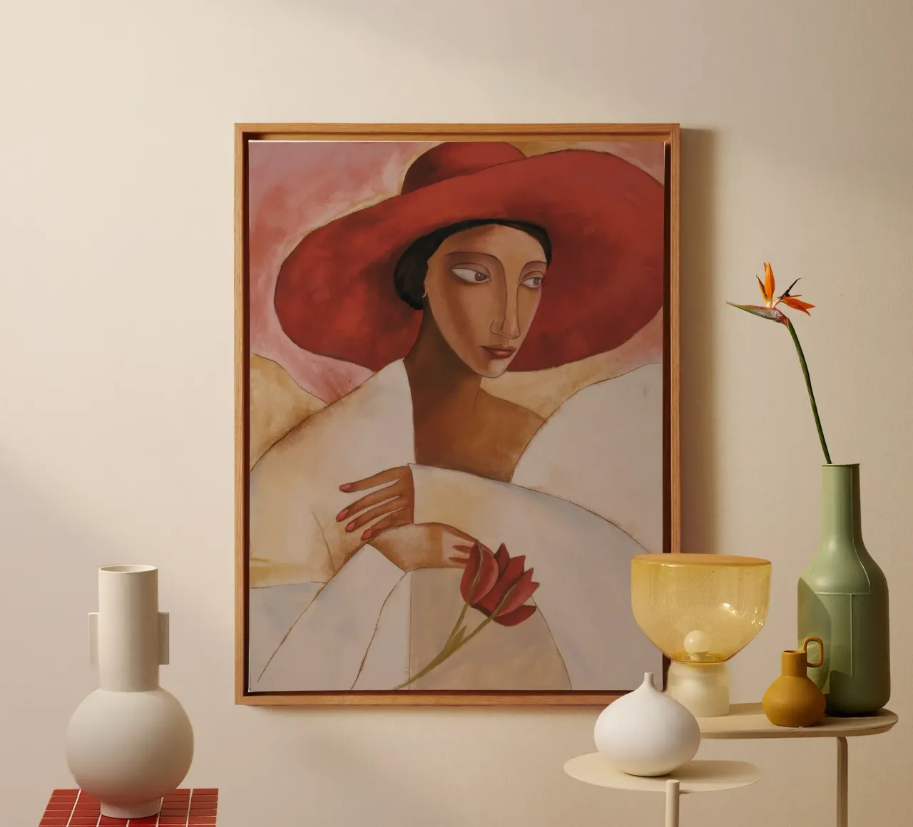 Red Glance Whisper canvas with Floater frame by Obisidian Brush
