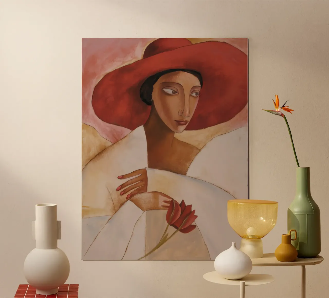 Sussurro rosso poster con telaio in alluminio da Obisidian Brush