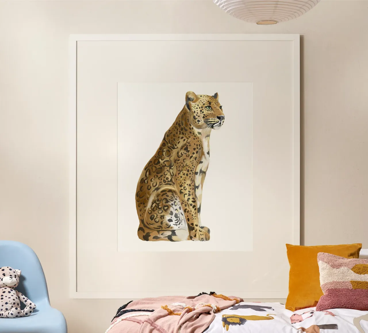 Leopard watercolor painting jungle wild animal forest poster con telaio in plastica da mysteriouscoco