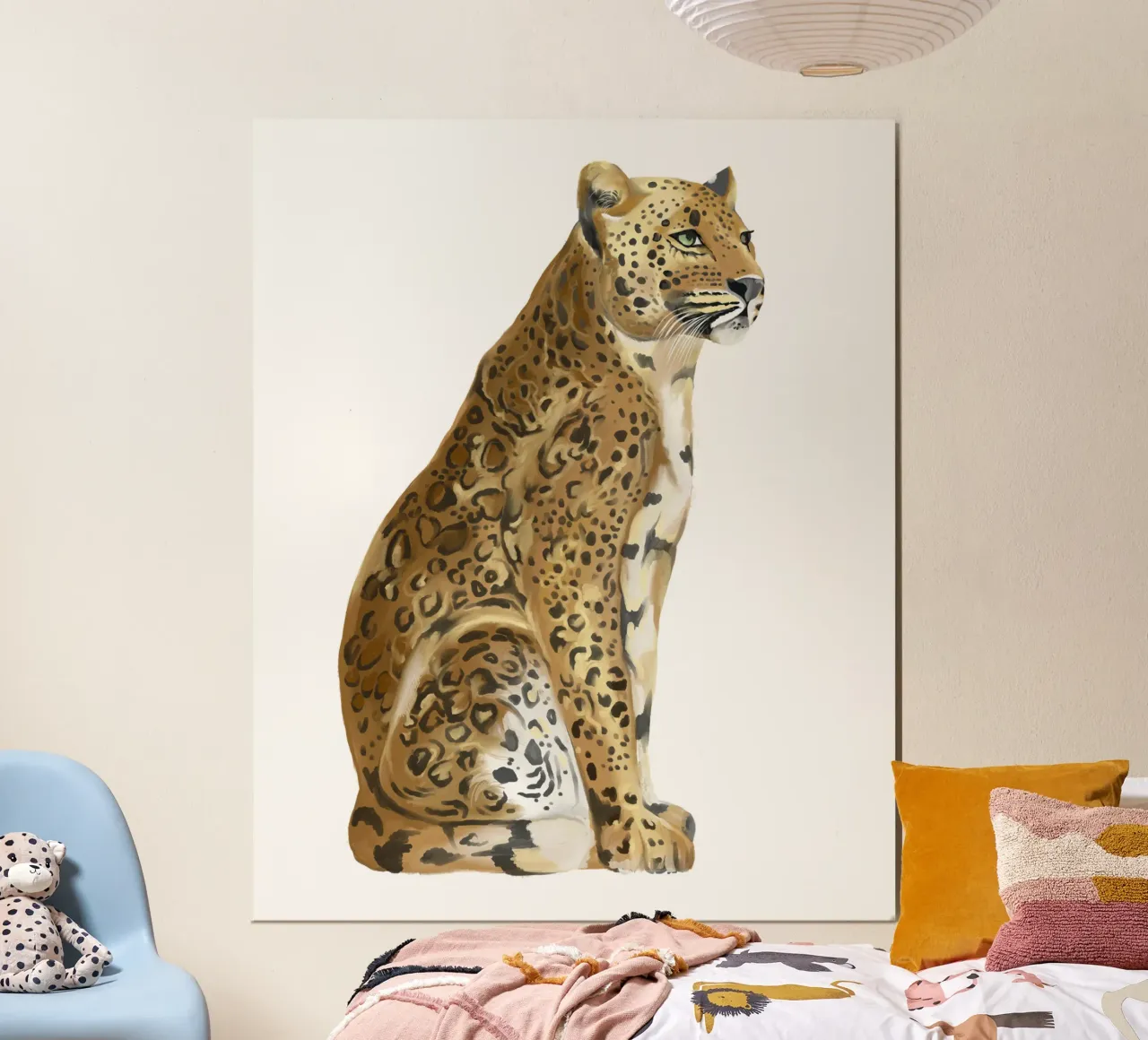 Leopard watercolor painting jungle wild animal forest poster con telaio in plastica da mysteriouscoco