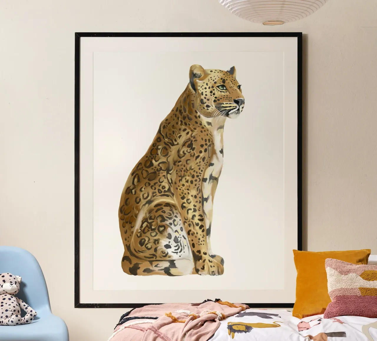Leopard watercolor painting jungle wild animal forest poster con telaio in plastica da mysteriouscoco