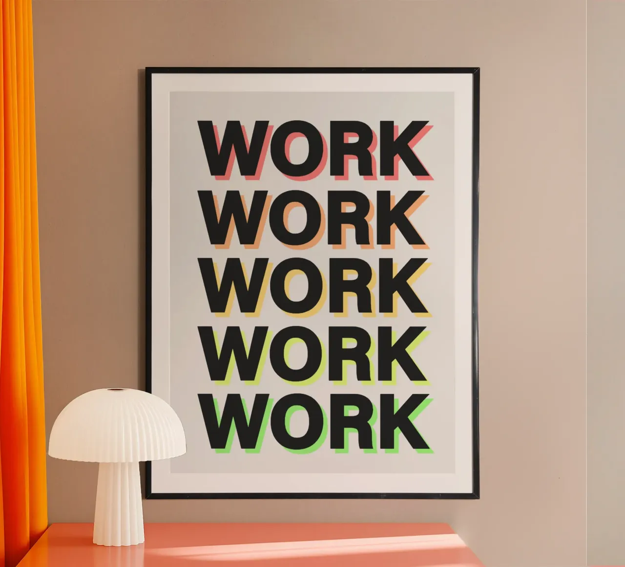 Work Hard poster con telaio in plastica da Dreamer10
