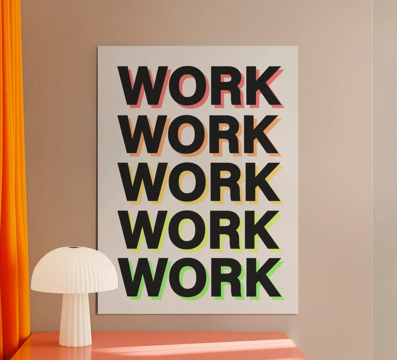 Work Hard poster con telaio in plastica da Dreamer10