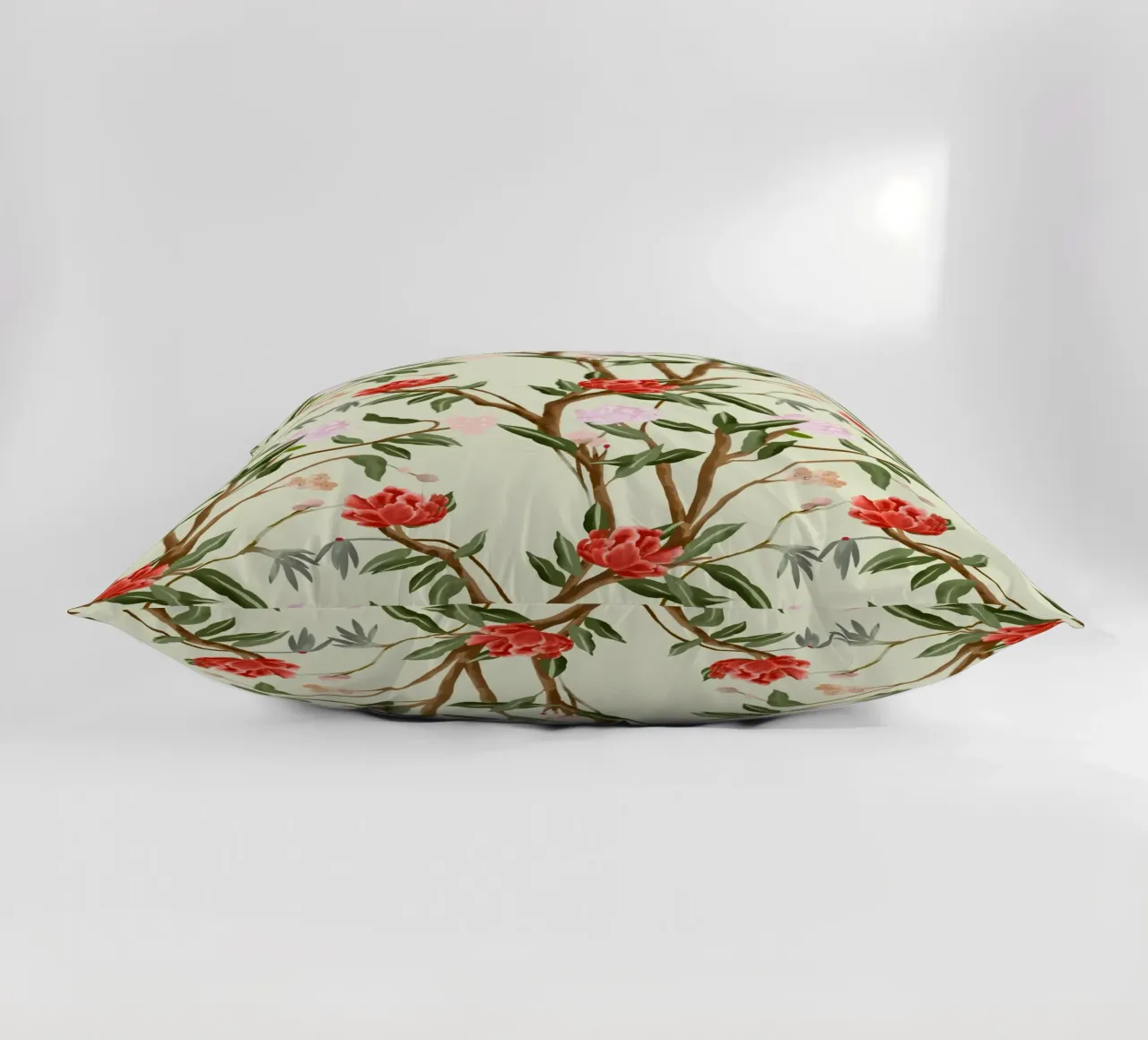 Chinoiserie red flowers trees traditional floral pattern cuscino da mysteriouscoco