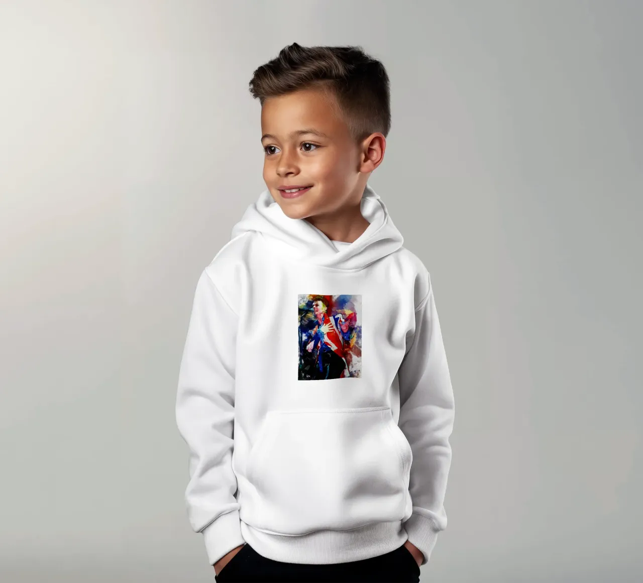 Macchia di ritratto Ziggy Stardust felpa bambino con cappuccio da Gunawan Rb