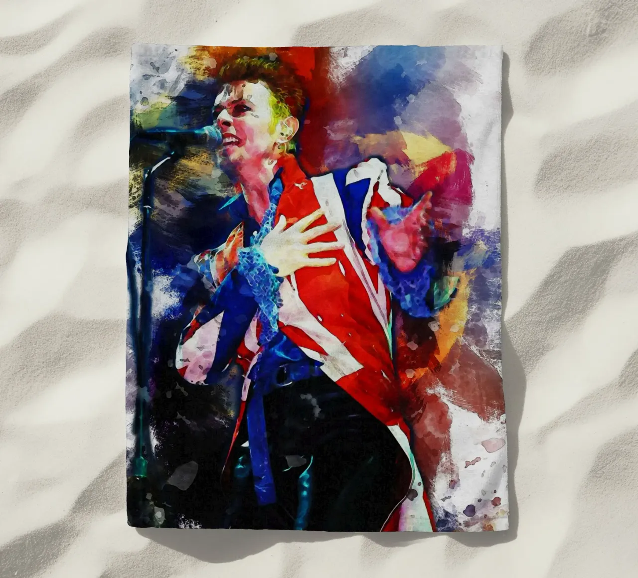 Macchia di ritratto Ziggy Stardust telo mare da Gunawan Rb