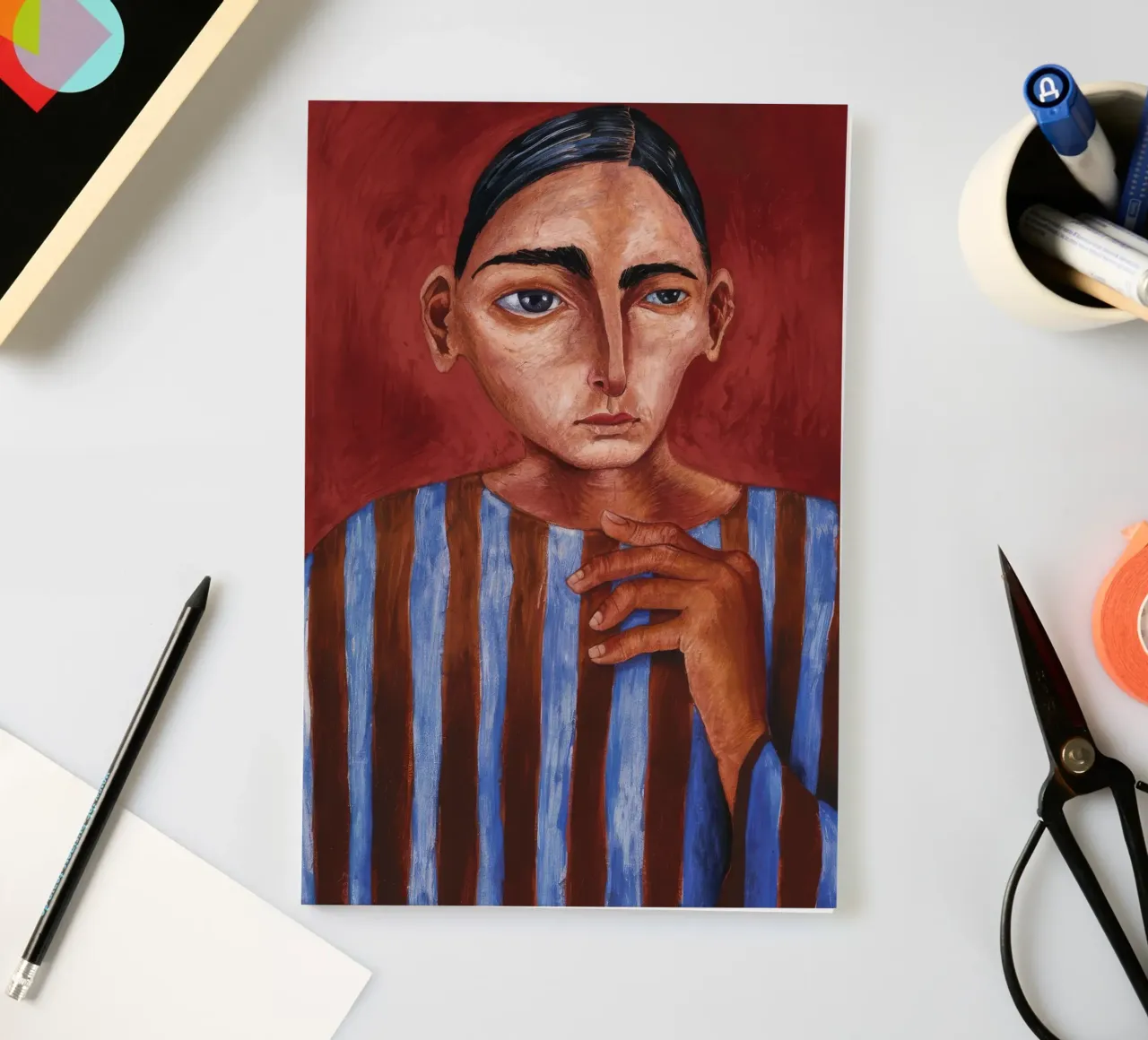 Striped Solace Face notebook by Obisidian Brush