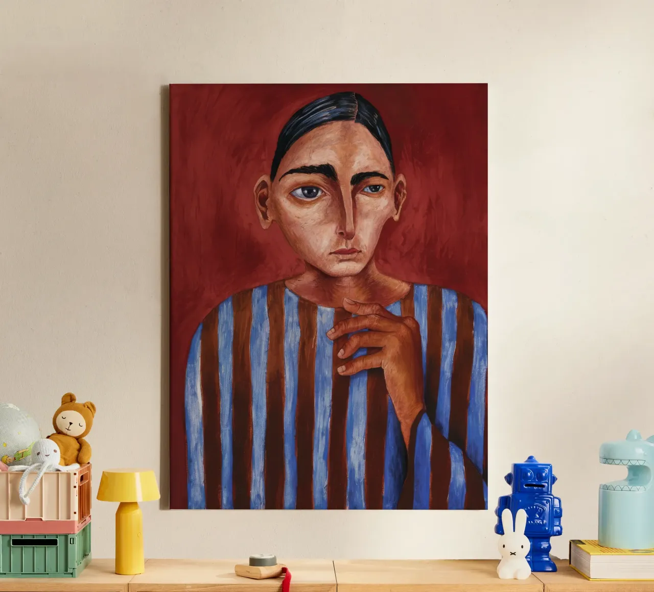 Gestreept gezicht canvas met Baklijst van Obisidian Brush