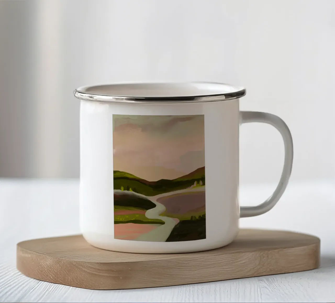 Landscape impasto oil painting muted colors tazza in smalto da mysteriouscoco
