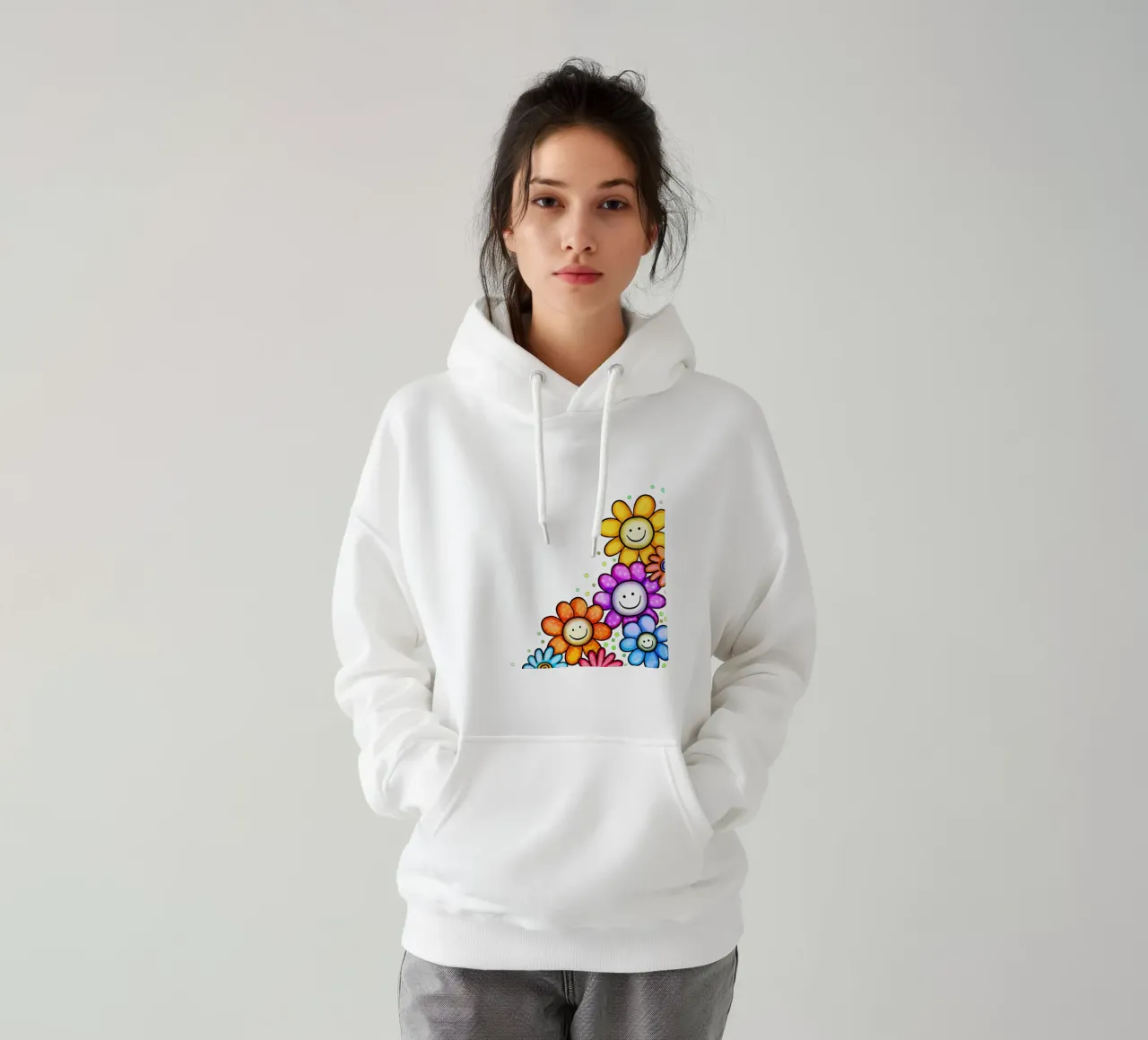 Bordo Smiley Bloom felpa con cappuccio da Botanical Pattern House