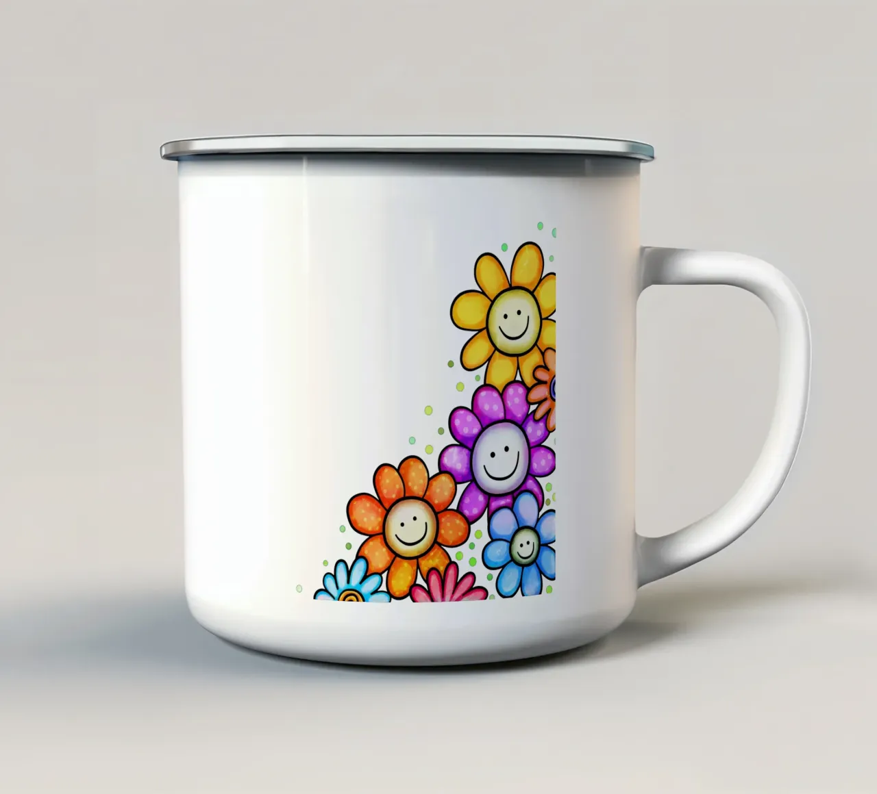 Bordo Smiley Bloom tazza in smalto da Botanical Pattern House