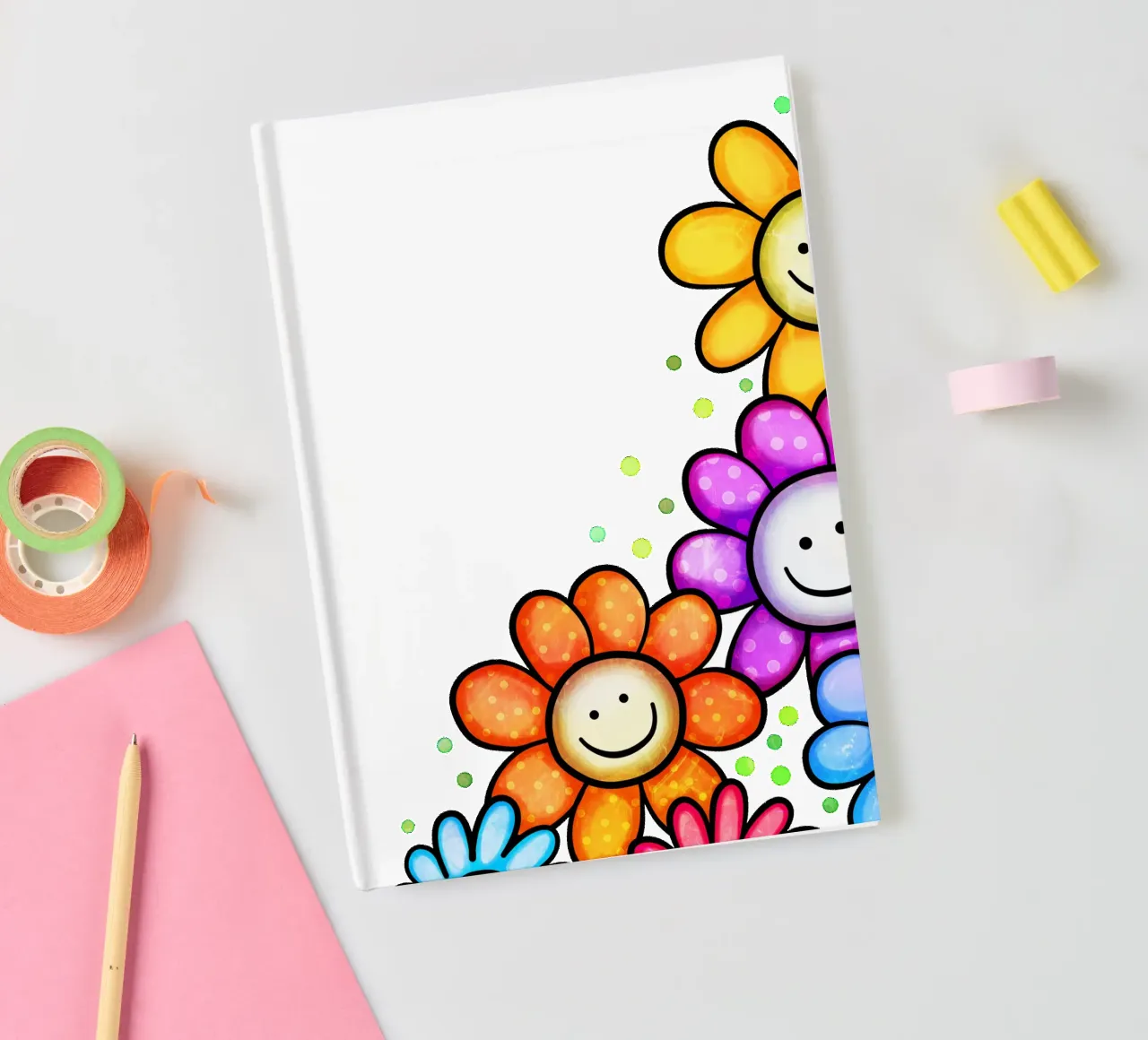 Smiley Bloom Border notebook by Botanical Pattern House