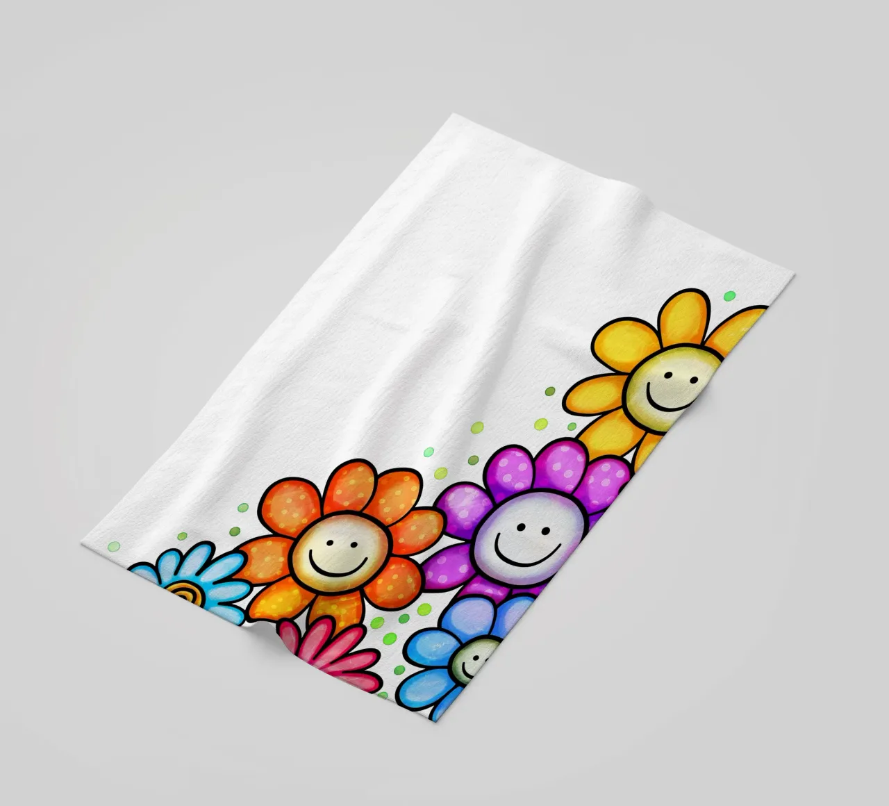 Smiley Bloom Border beach towel by Botanical Pattern House