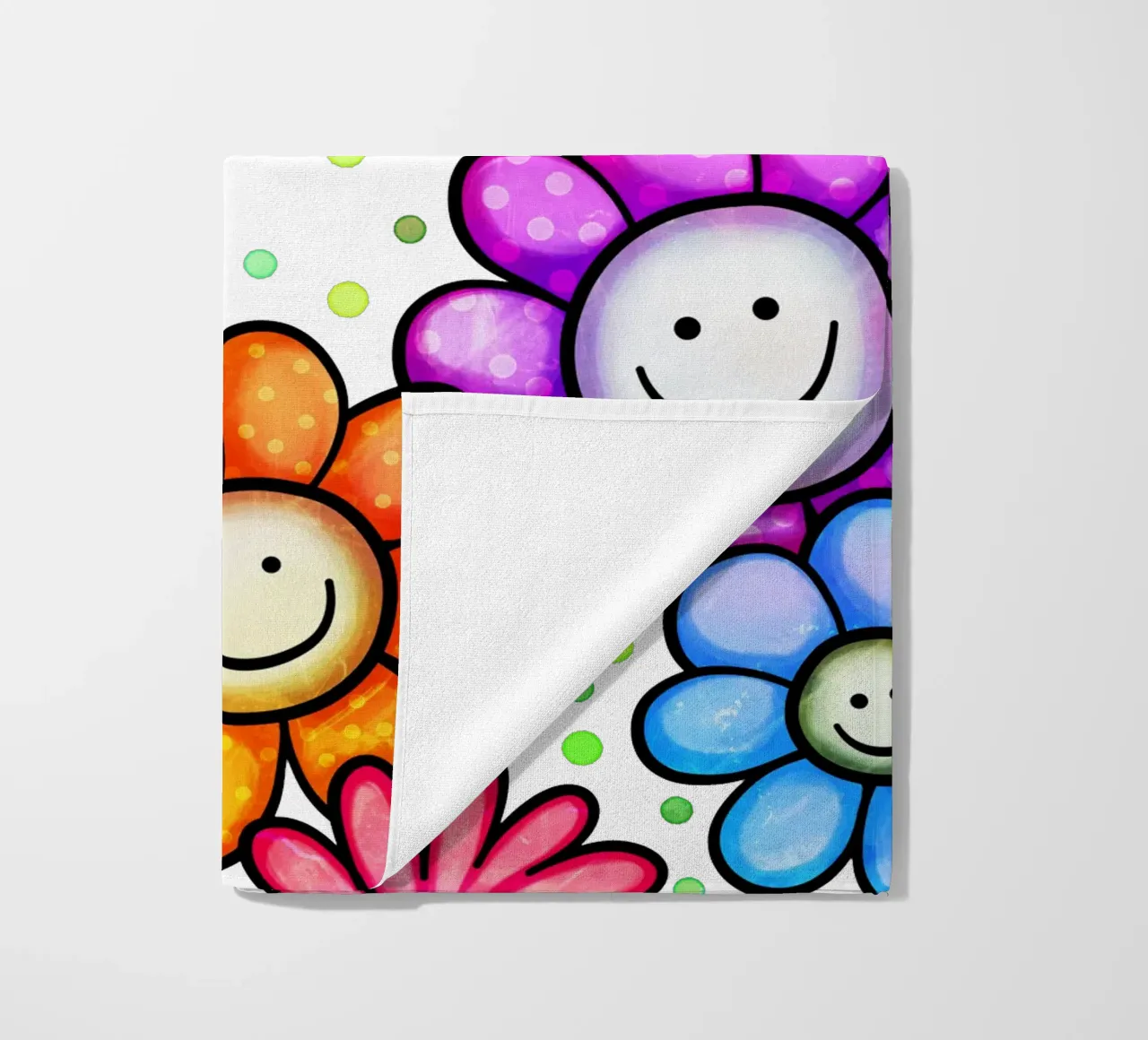 Smiley Bloom Border beach towel by Botanical Pattern House