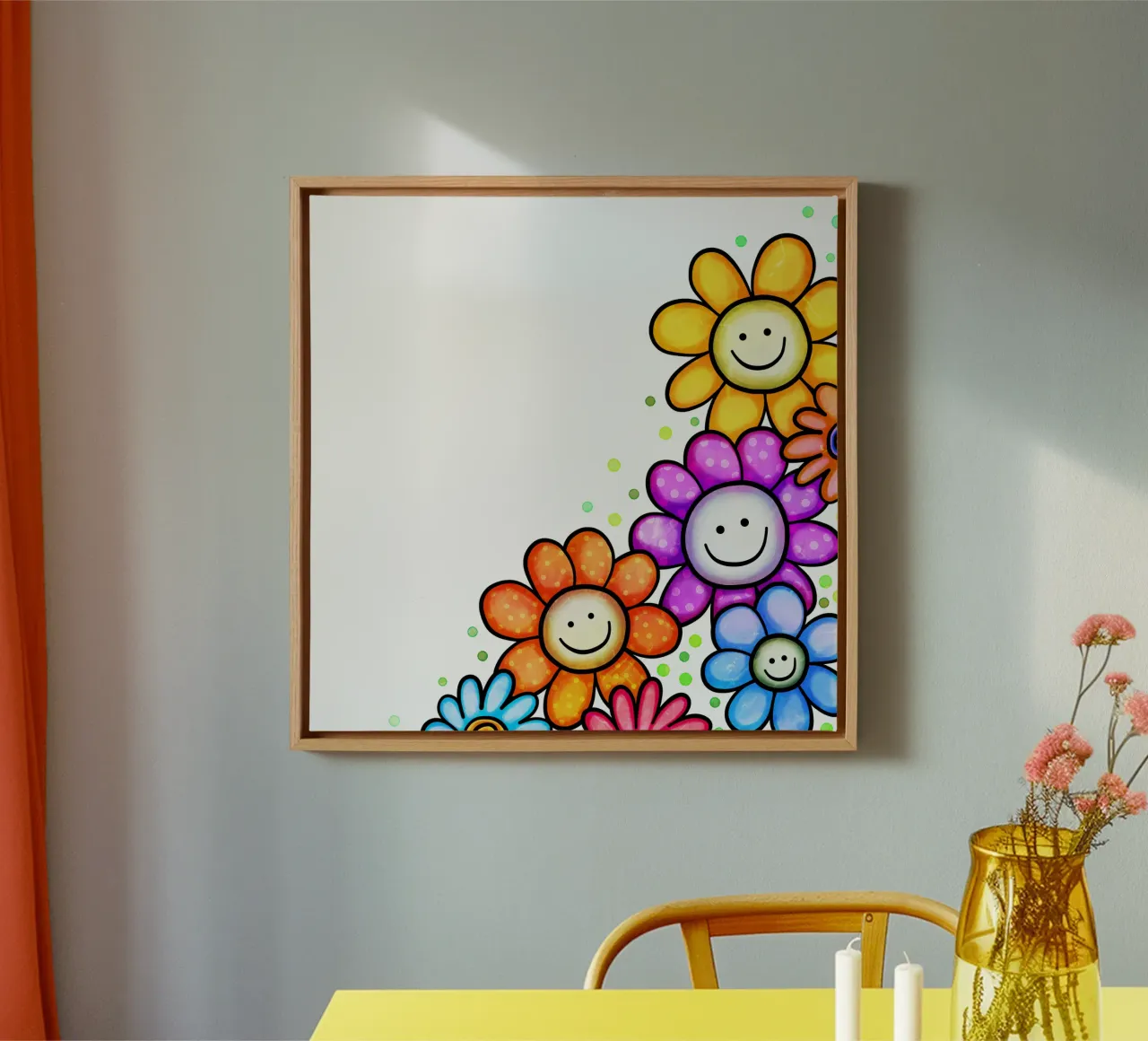 Bordo Smiley Bloom tela con Cornice a cassetta da Botanical Pattern House