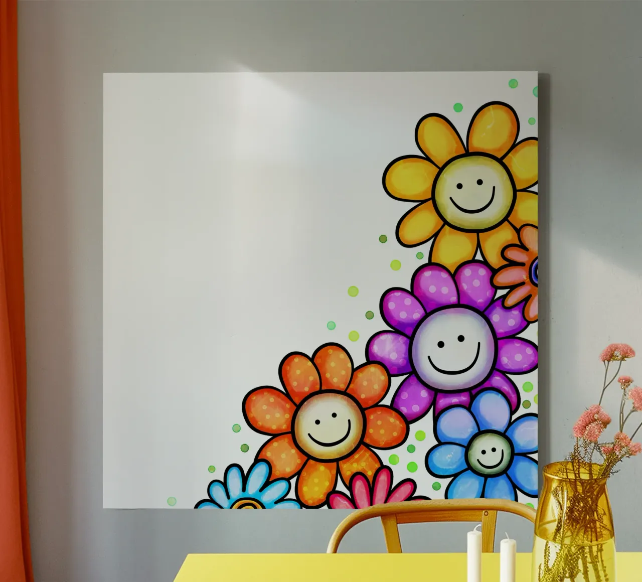 Bordo Smiley Bloom tela con Cornice a cassetta da Botanical Pattern House