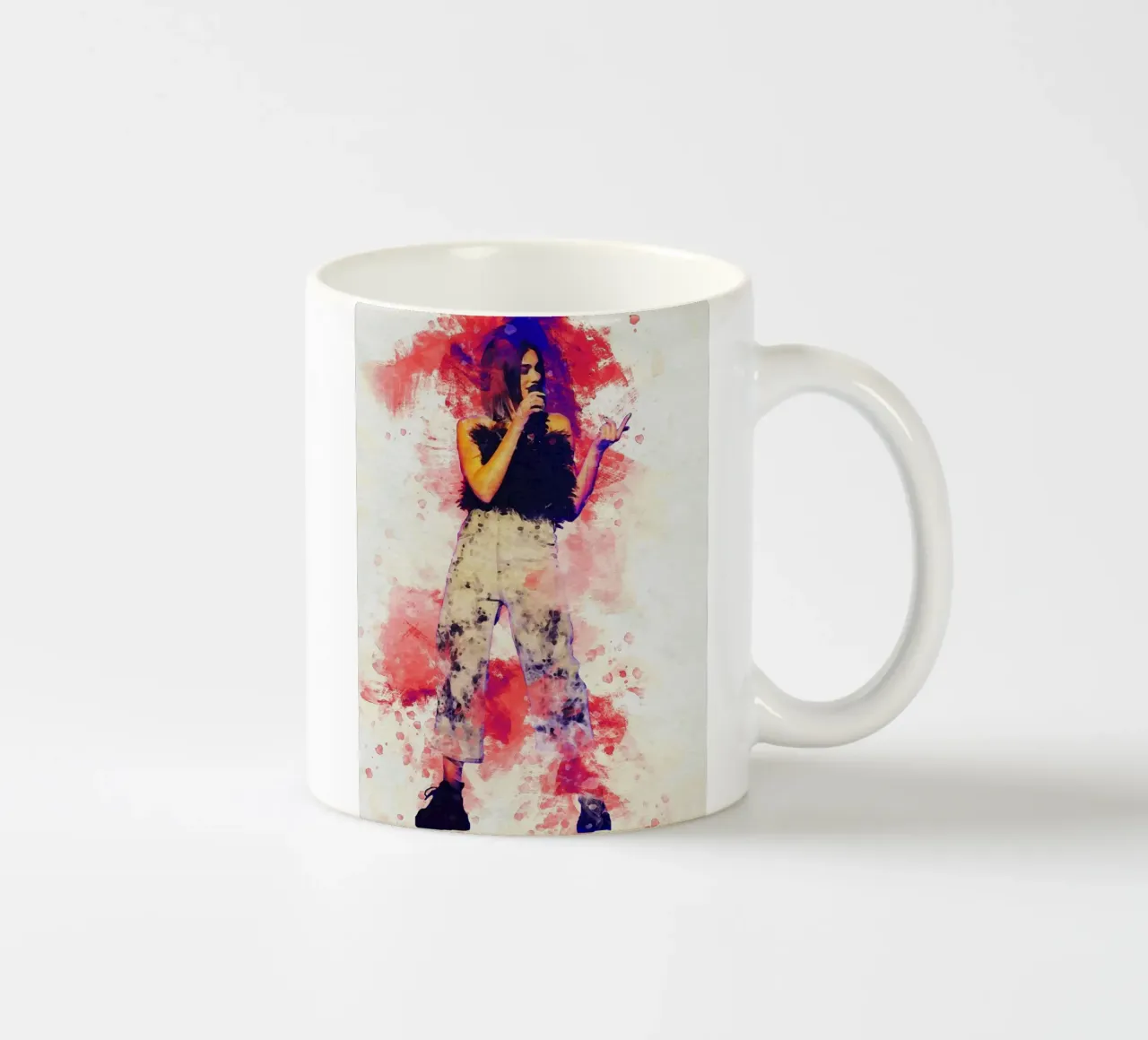 Sfumatura di ritratto Dua Lipa tazza in ceramica da Gunawan Rb