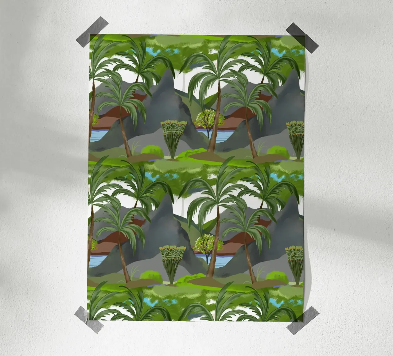 Hawaii coconut palms Maui vacation rivers sunny summer poster con telaio in plastica da mysteriouscoco
