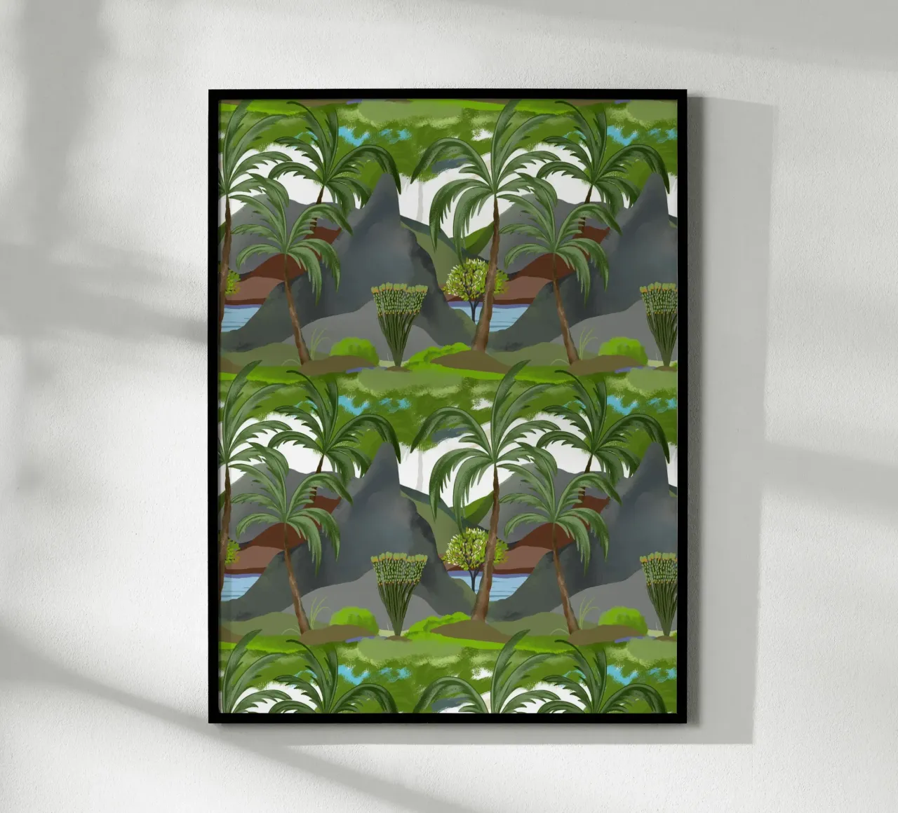 Hawaii coconut palms Maui vacation rivers sunny summer poster con telaio in plastica da mysteriouscoco