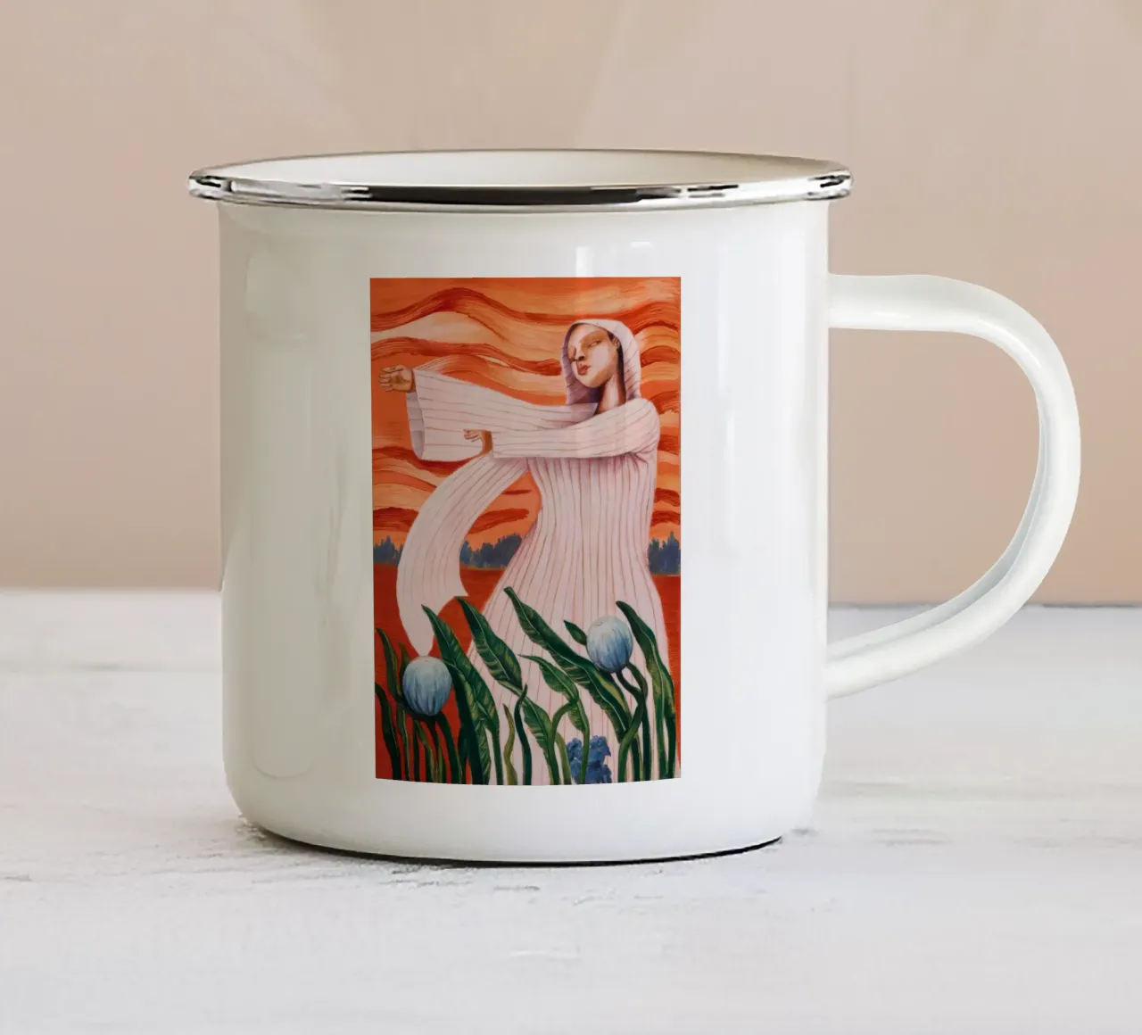 Offerta di fiori di vento tazza in smalto da Obisidian Brush