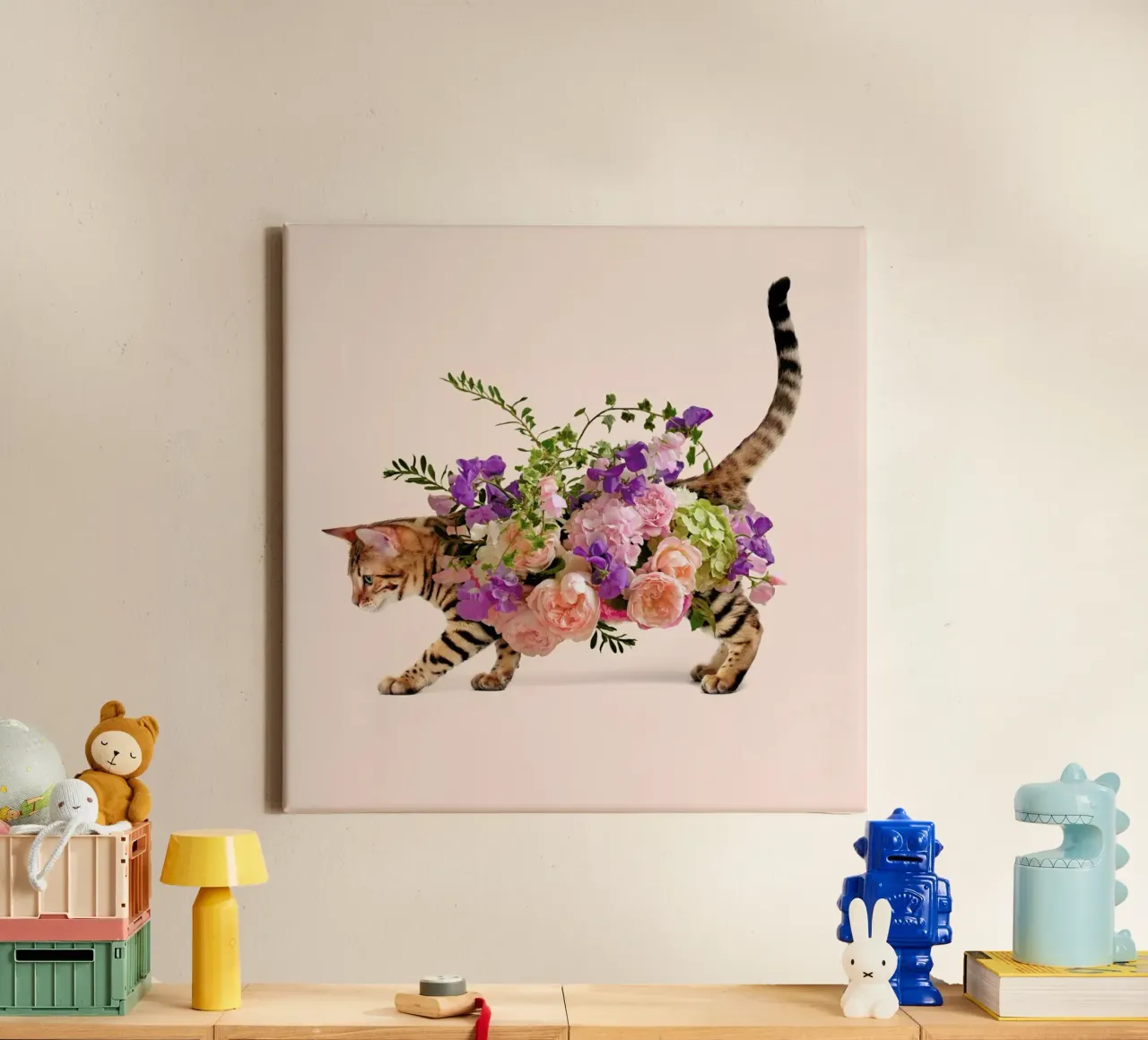 Floral Cat canvas met Baklijst van Paul Fuentes Design