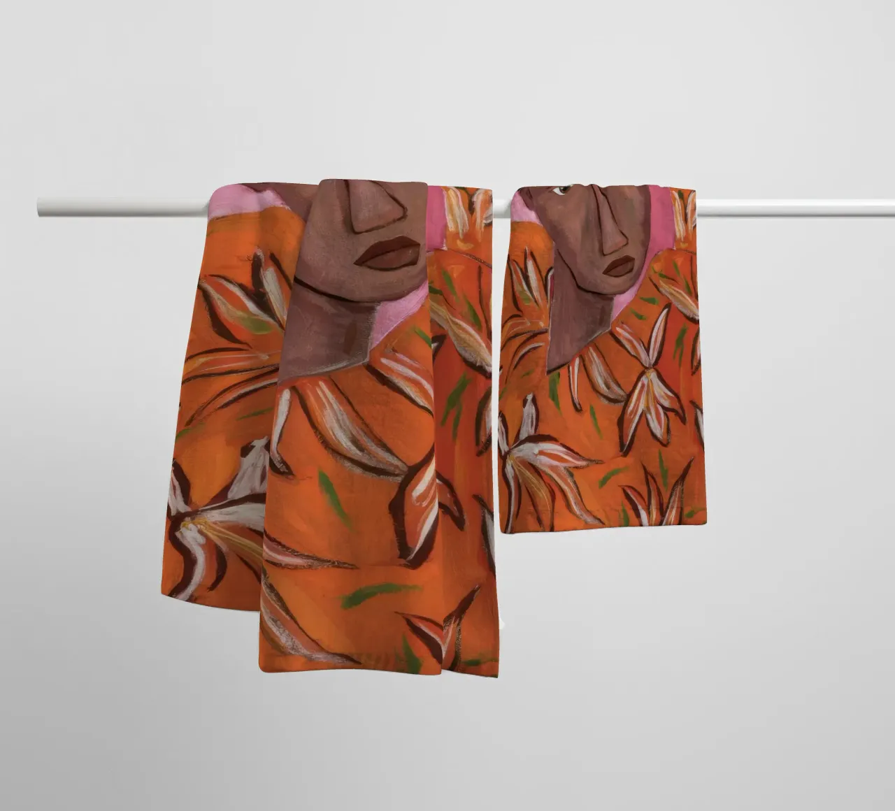 Curva di pensiero arancione asciugamano da bagno da Obisidian Brush