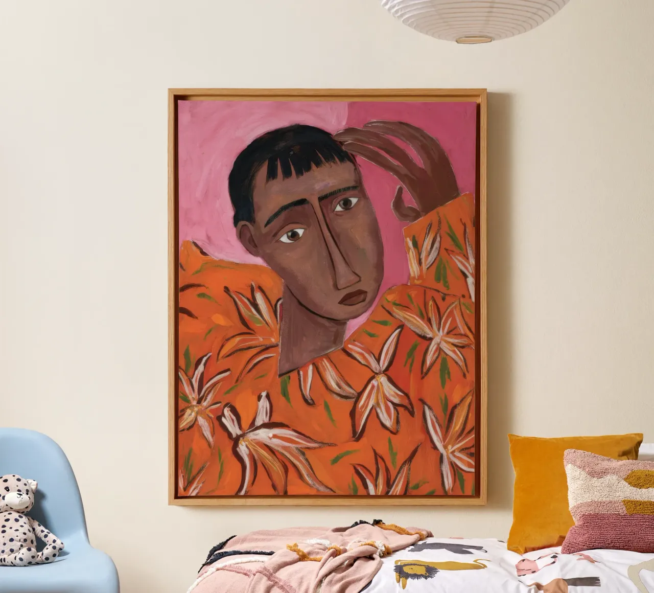 Orange Thought Curve canvas with Floater frame by Obisidian Brush