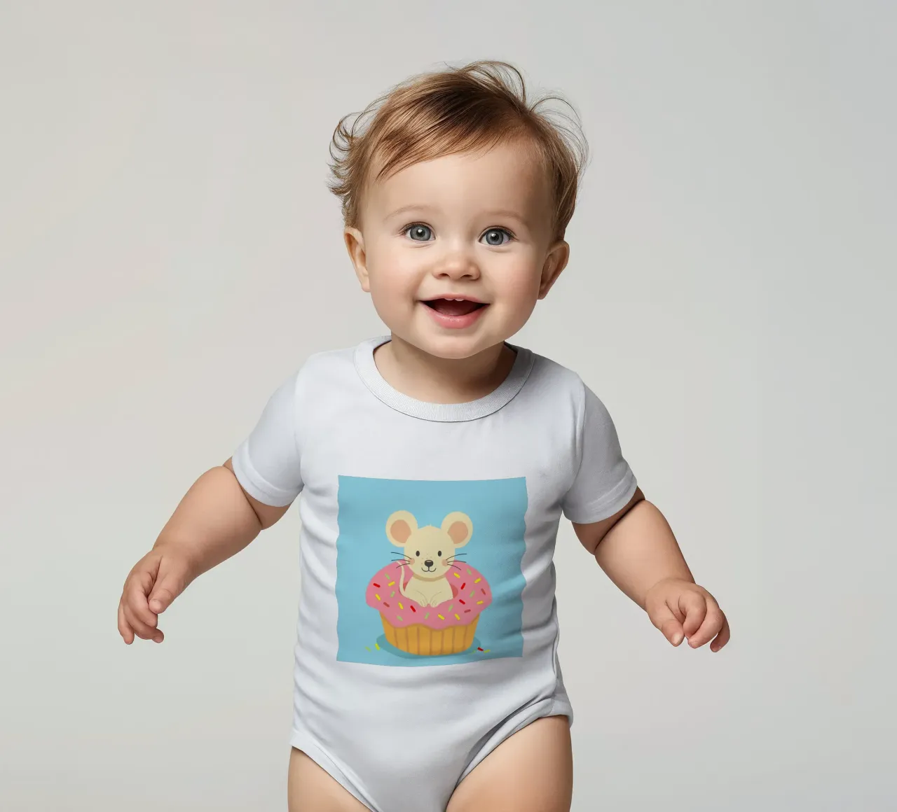 Douce souris dans un cupcake - Design ludique pour les gourmands body bébé de namosh